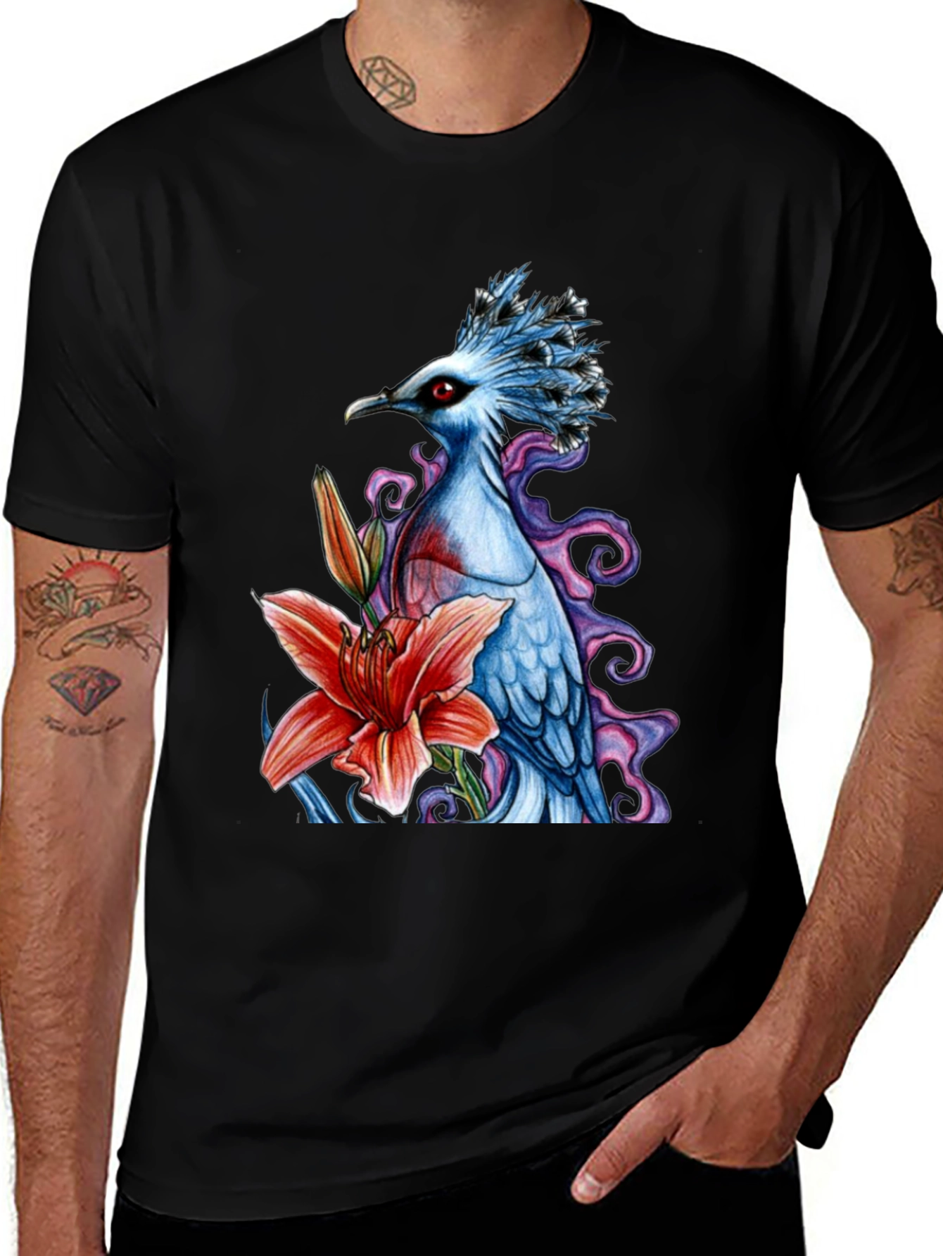 Variant 30 of Bird and Lily Graphic Tee - Unique Design T-Shirt