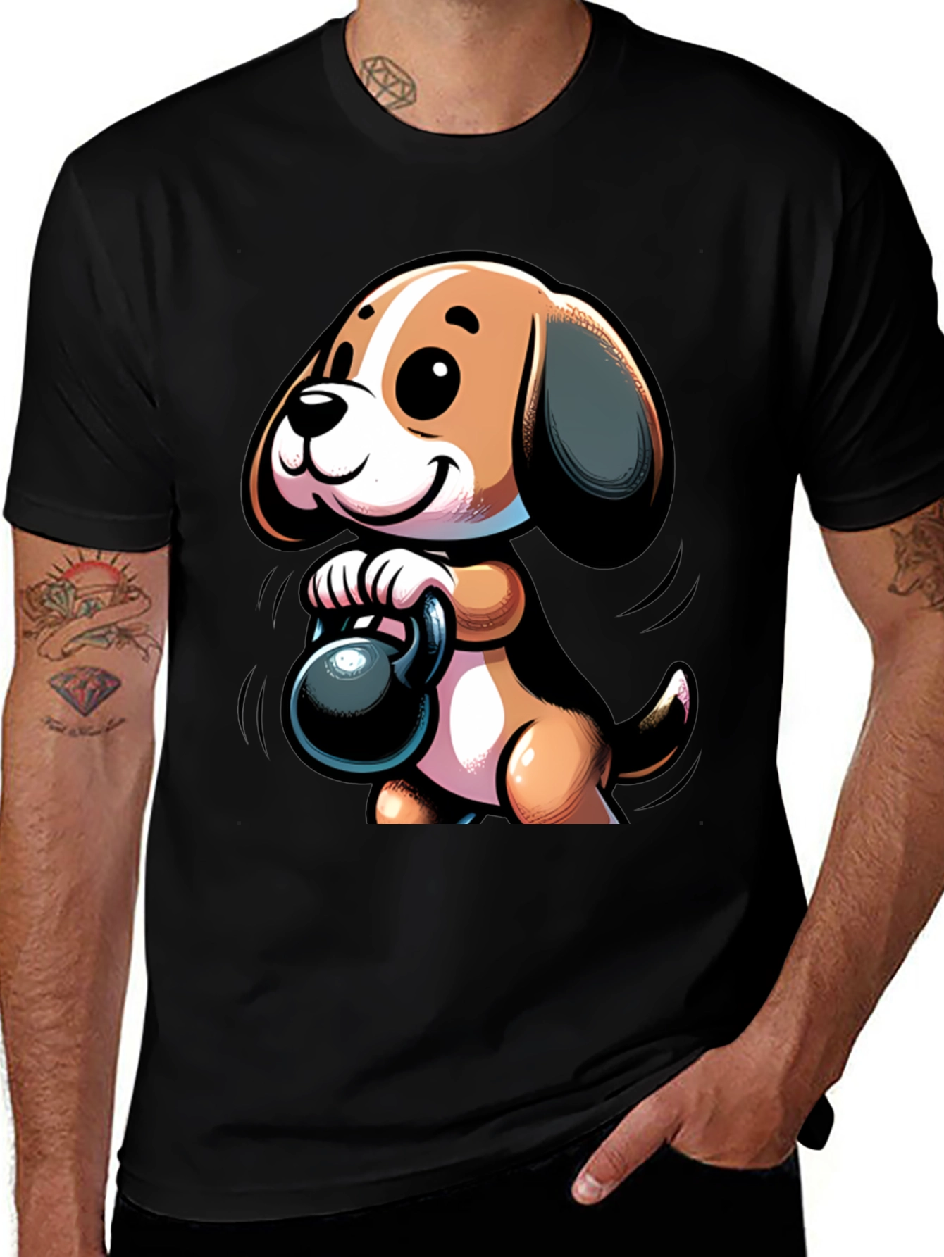 Variant 19 of Cute Dog Lifting Weights T-Shirt