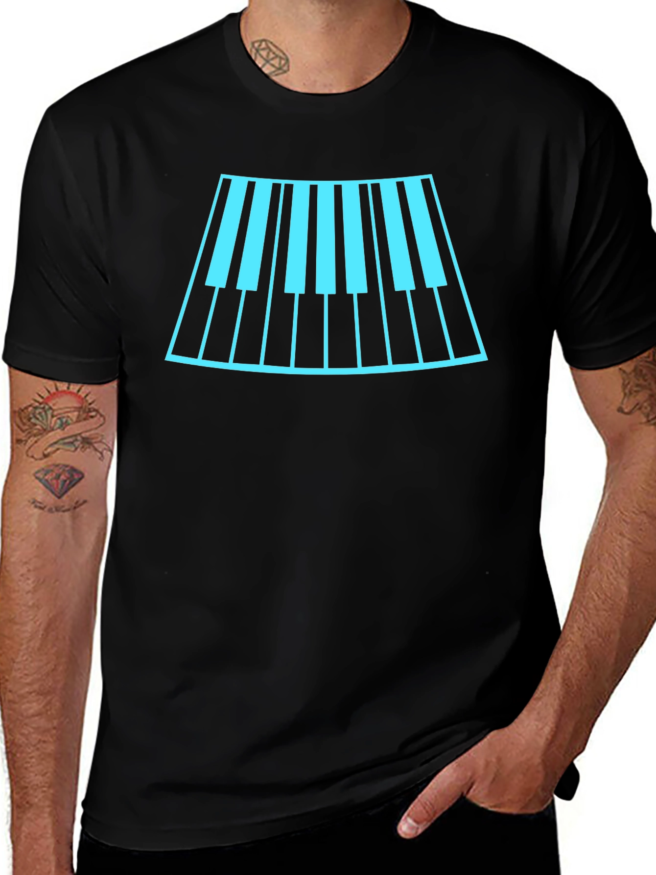 Variant 23 of Cool Music T-Shirt with Piano Keyboard Design