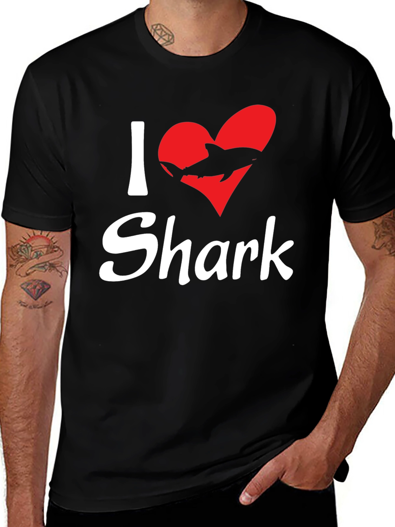 Variant 23 of I Love Sharks Black Graphic T-Shirt