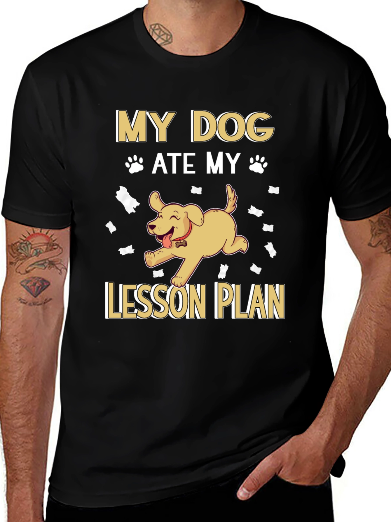 Variant 15 of My Dog Ate My Lesson Plan Black T-Shirt