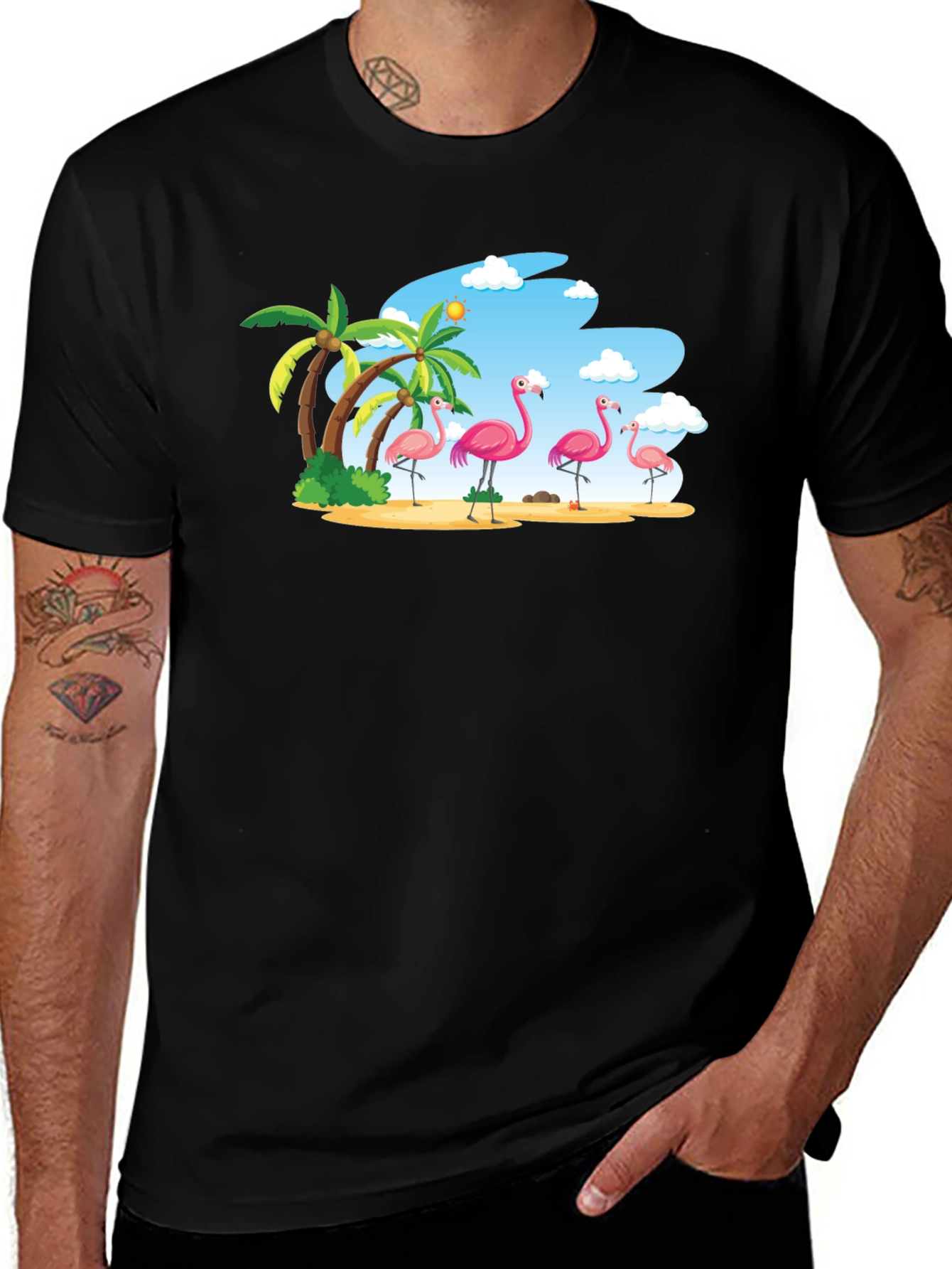 Variant 14 of Tropical Flamingo Island T-Shirt