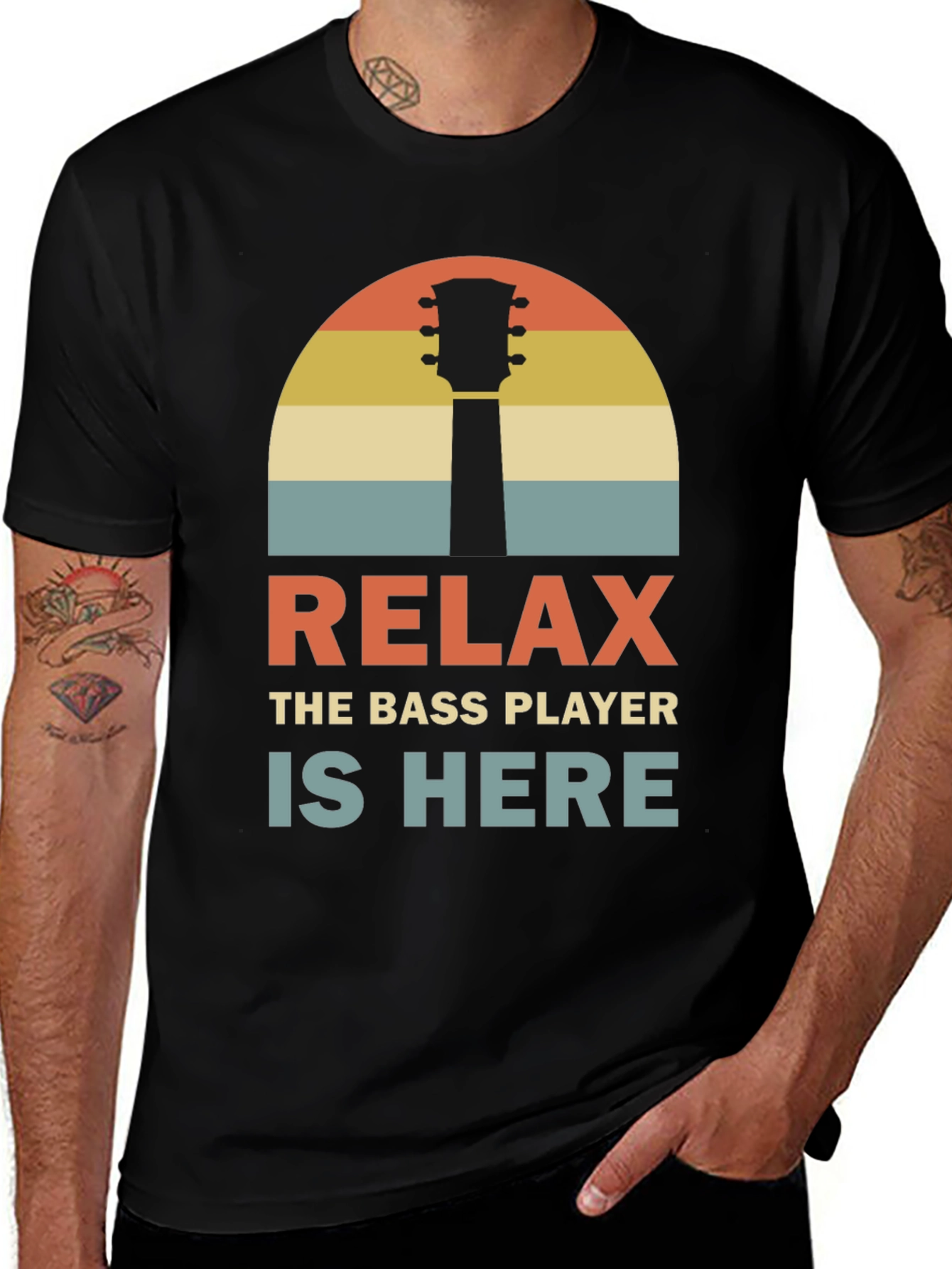Variant 14 of Relax Bass Player Retro Graphic Tee