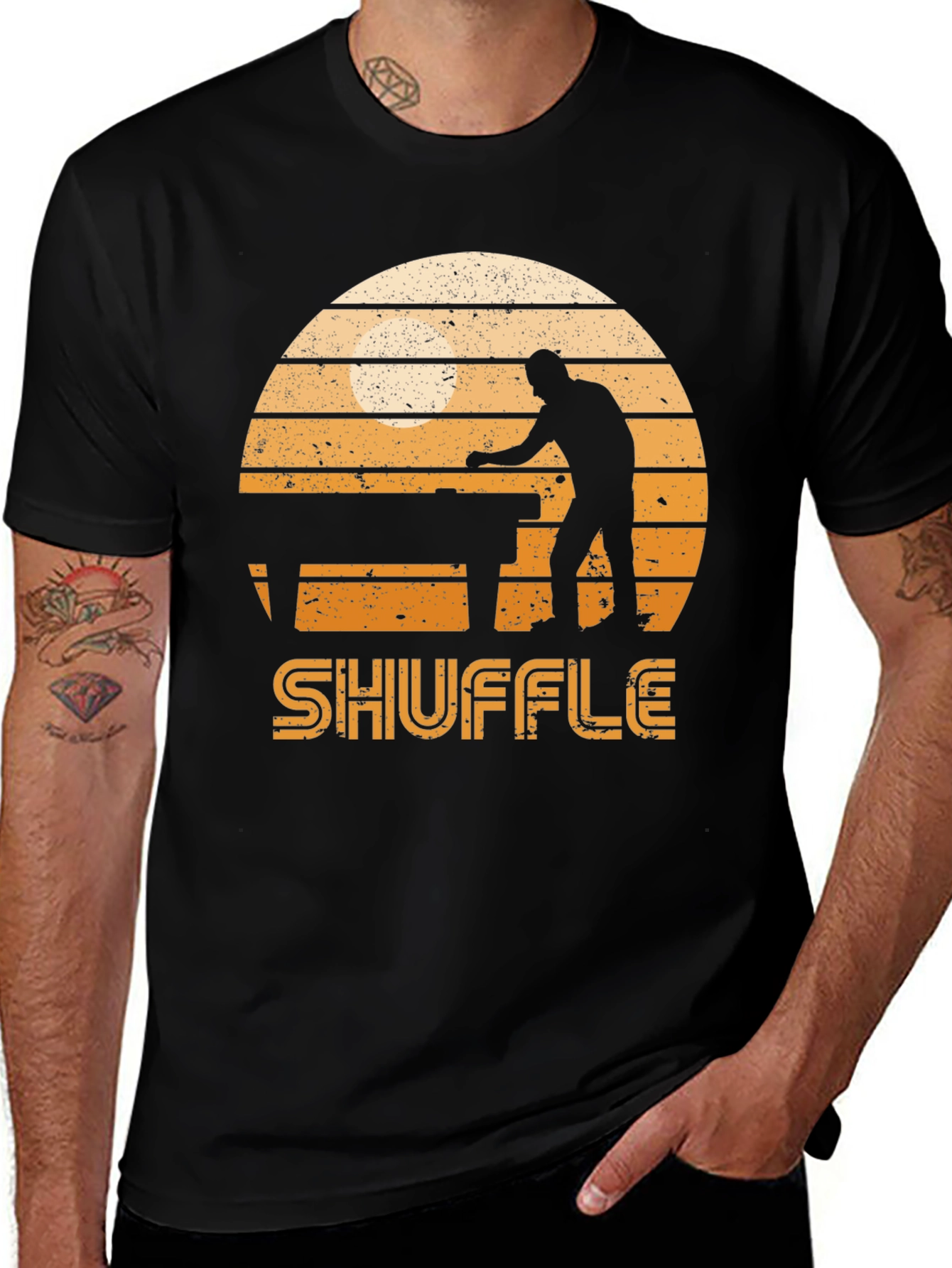 Variant 22 of Shuffleboard Graphic Tee - Retro Sunset Design