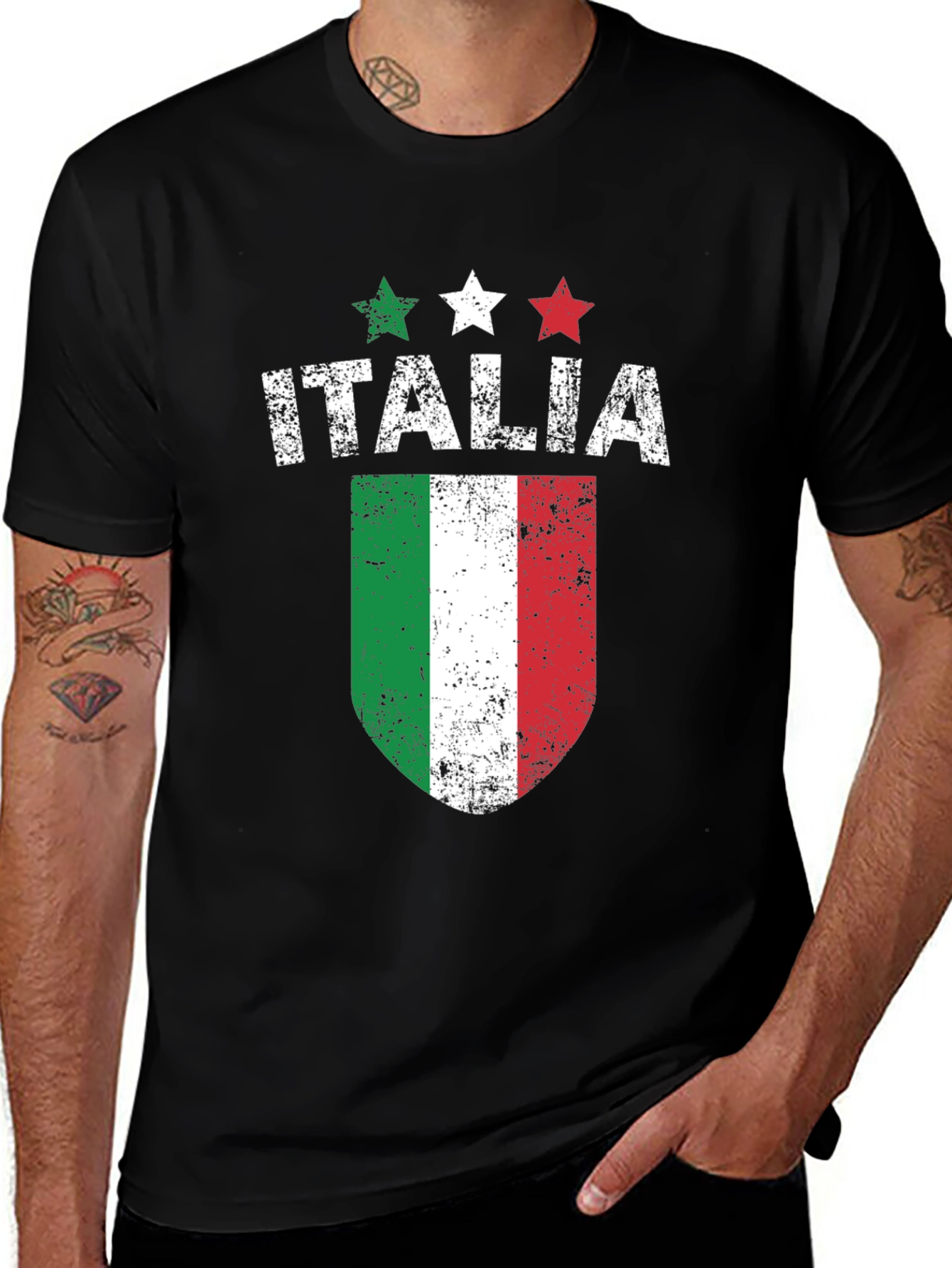 Italia Flag Graphic T-Shirt - Men's Crew Neck Tee