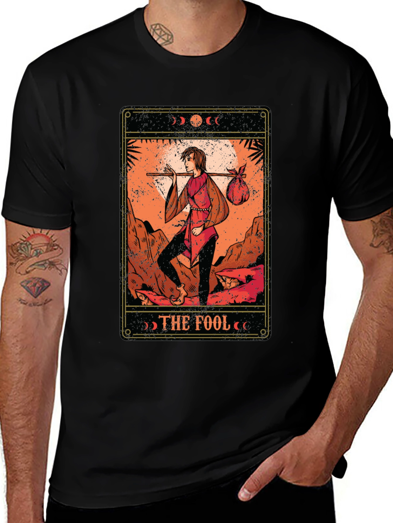Variant 23 of The Fool Tarot Card Graphic T-Shirt - Black