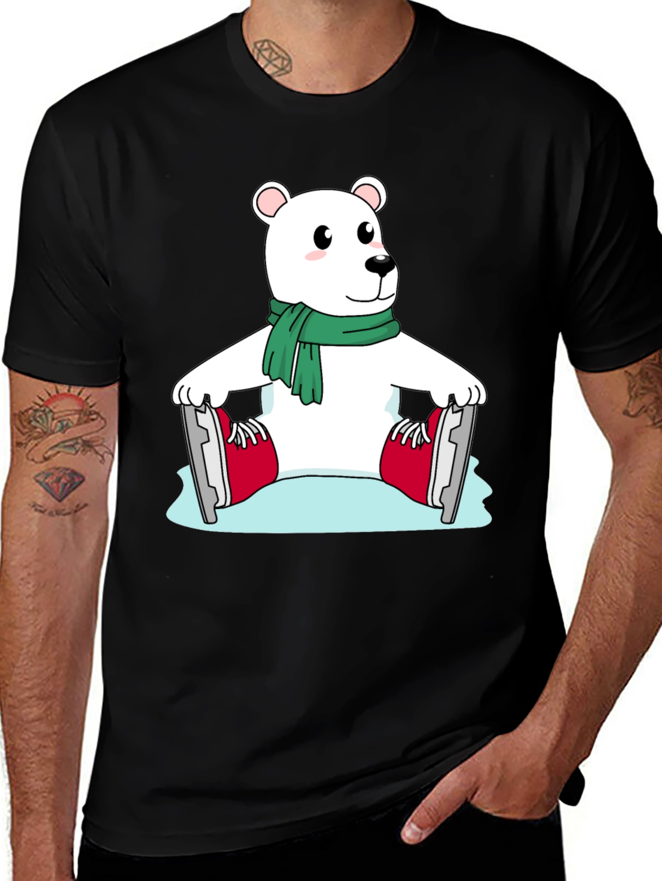 Variant 21 of Cute Polar Bear Ice Skating Graphic Tee
