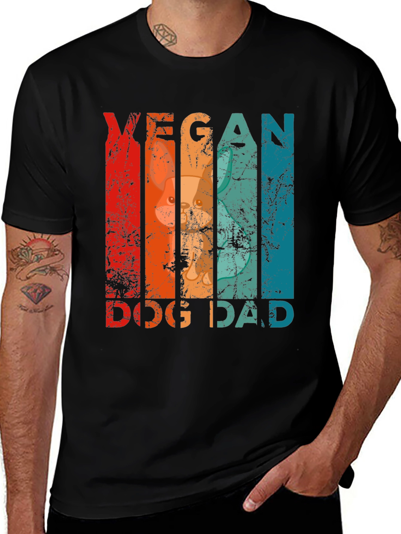 Variant 22 of Vegan Dog Dad Graphic T-Shirt - Animal Lover Tee