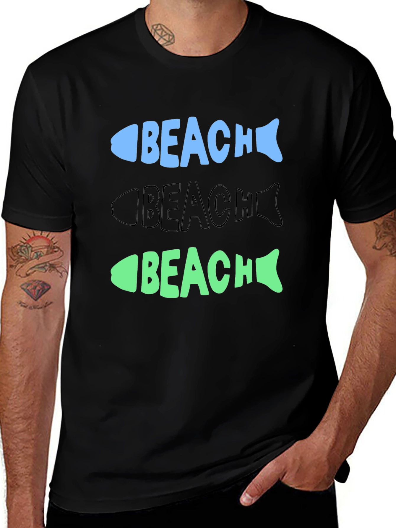 Variant 18 of Beach Fish Graphic T-Shirt - Black