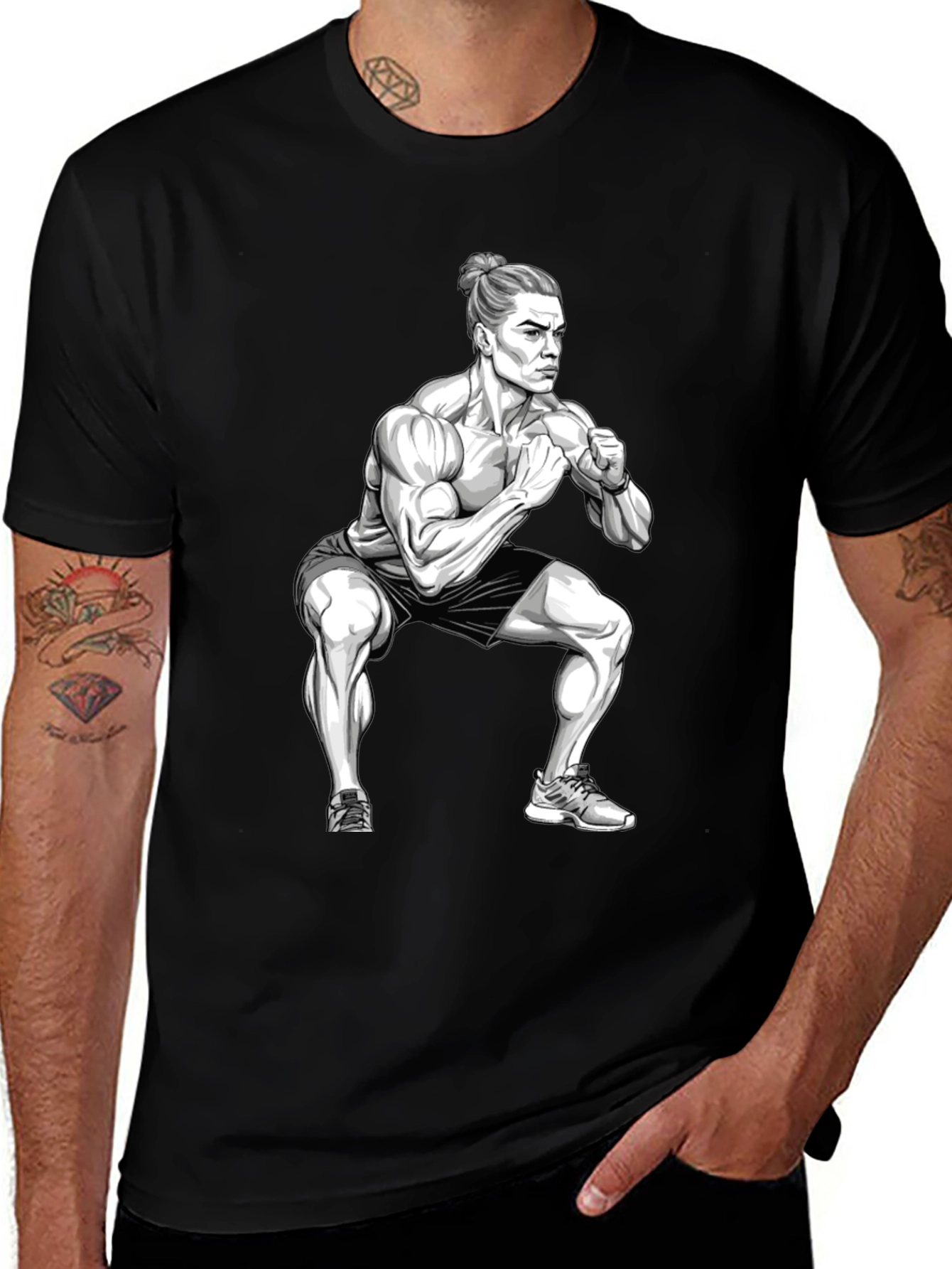 Variant 20 of Fitness Squat Graphic T-Shirt - Gym Workout Tee