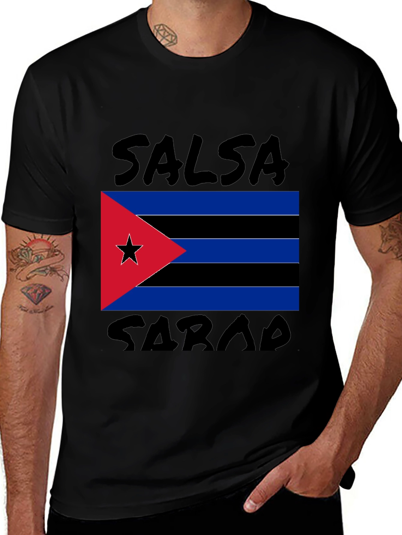 Variant 19 of Salsa Sarab T-Shirt - Cuba Flag Design