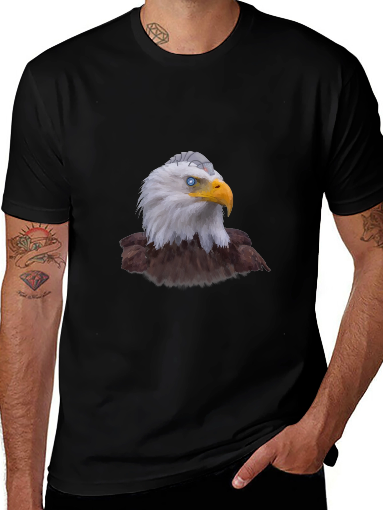 Variant 3 of Eagle Graphic Print Black T-Shirt for Men