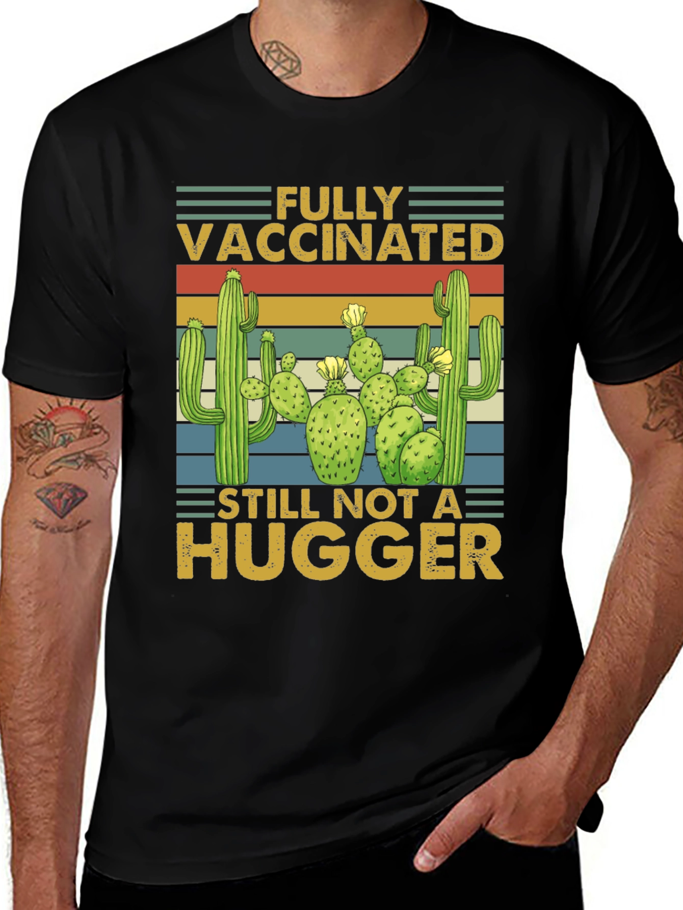 Variant 12 of Fully Vaccinated Not a Hugger Cactus T-Shirt