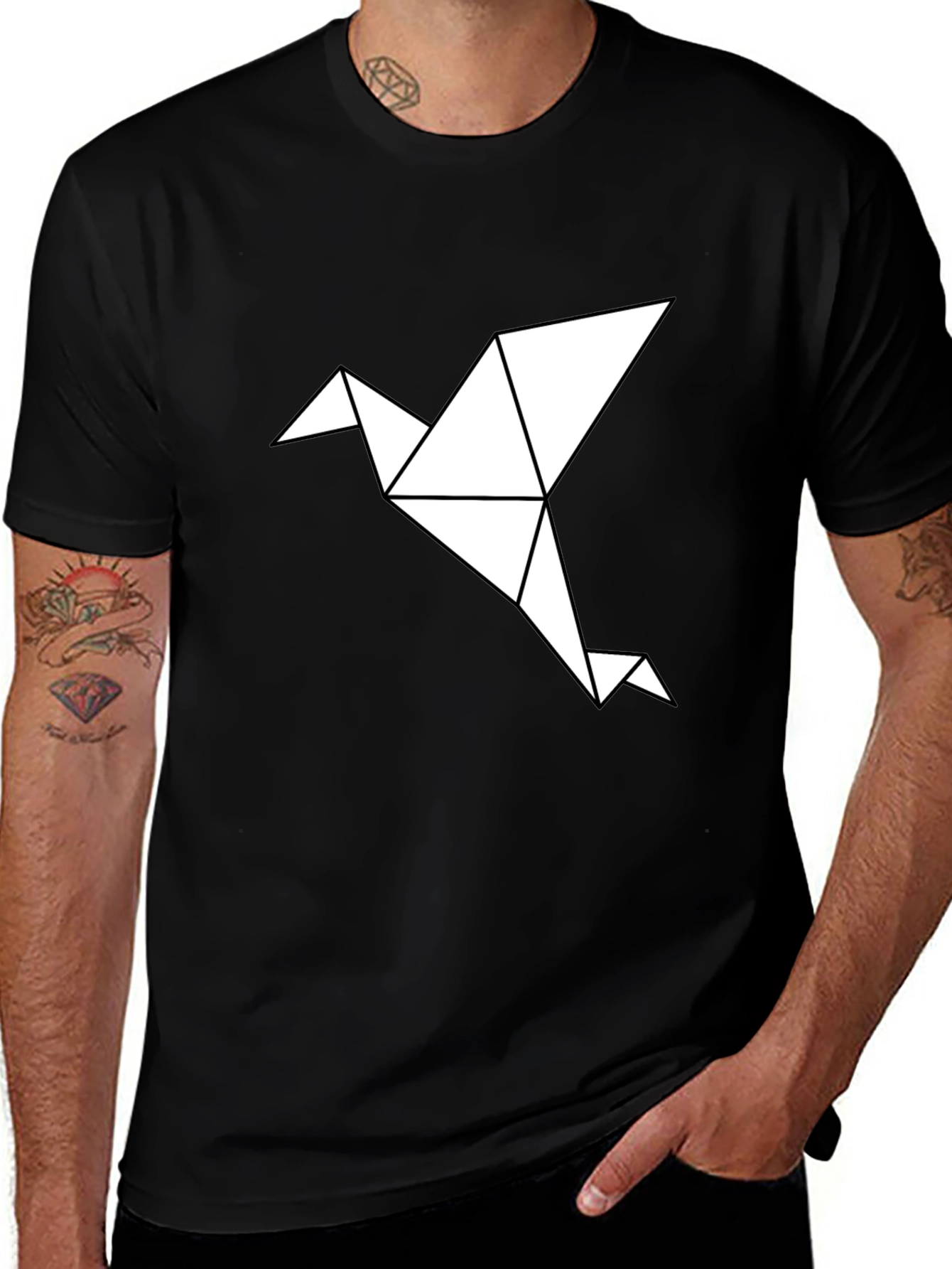 Variant 24 of Origami Bird Graphic Tee - Modern Casual Shirt
