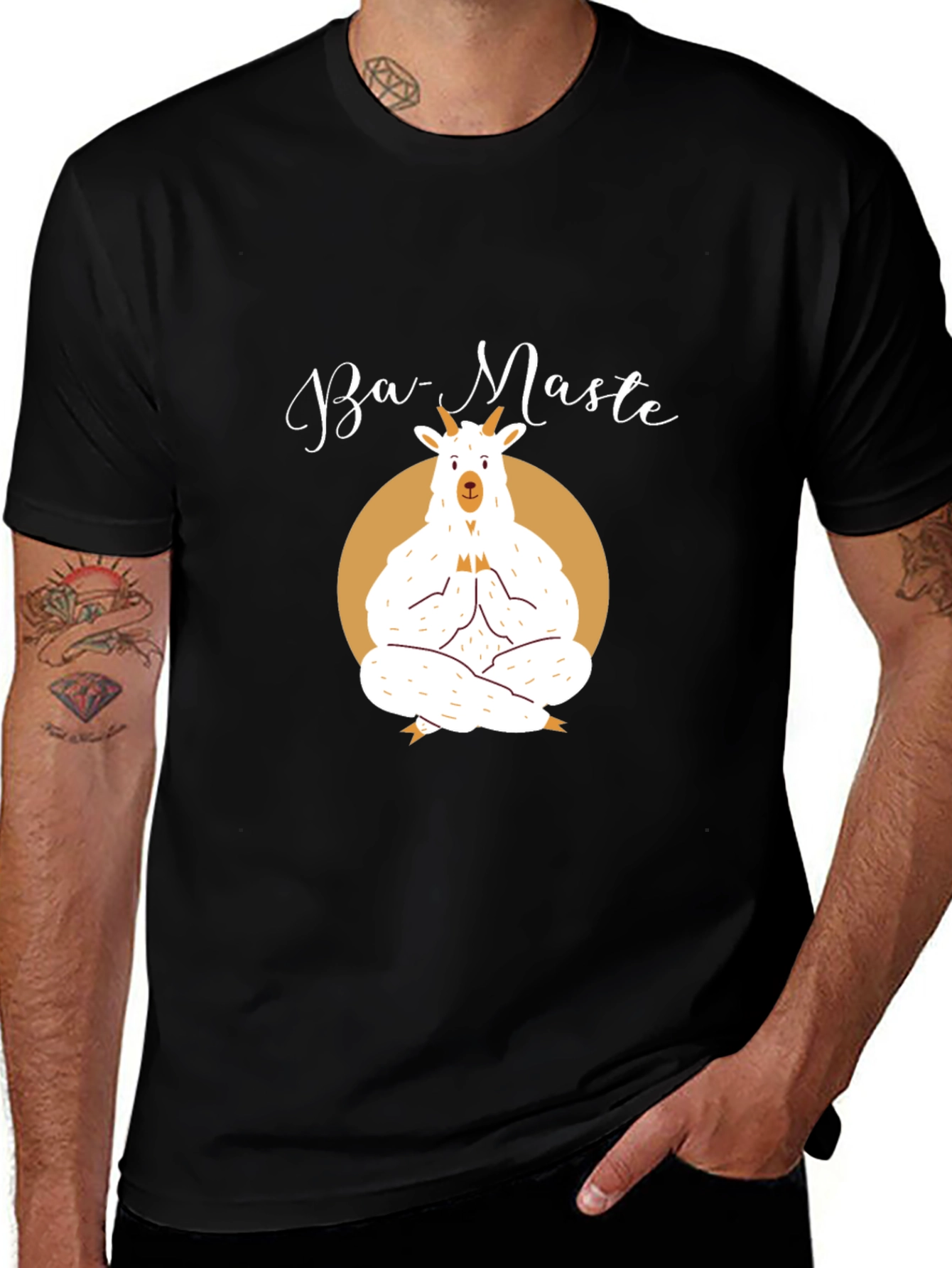 Ba-Maste Yoga Goat T-Shirt - Black