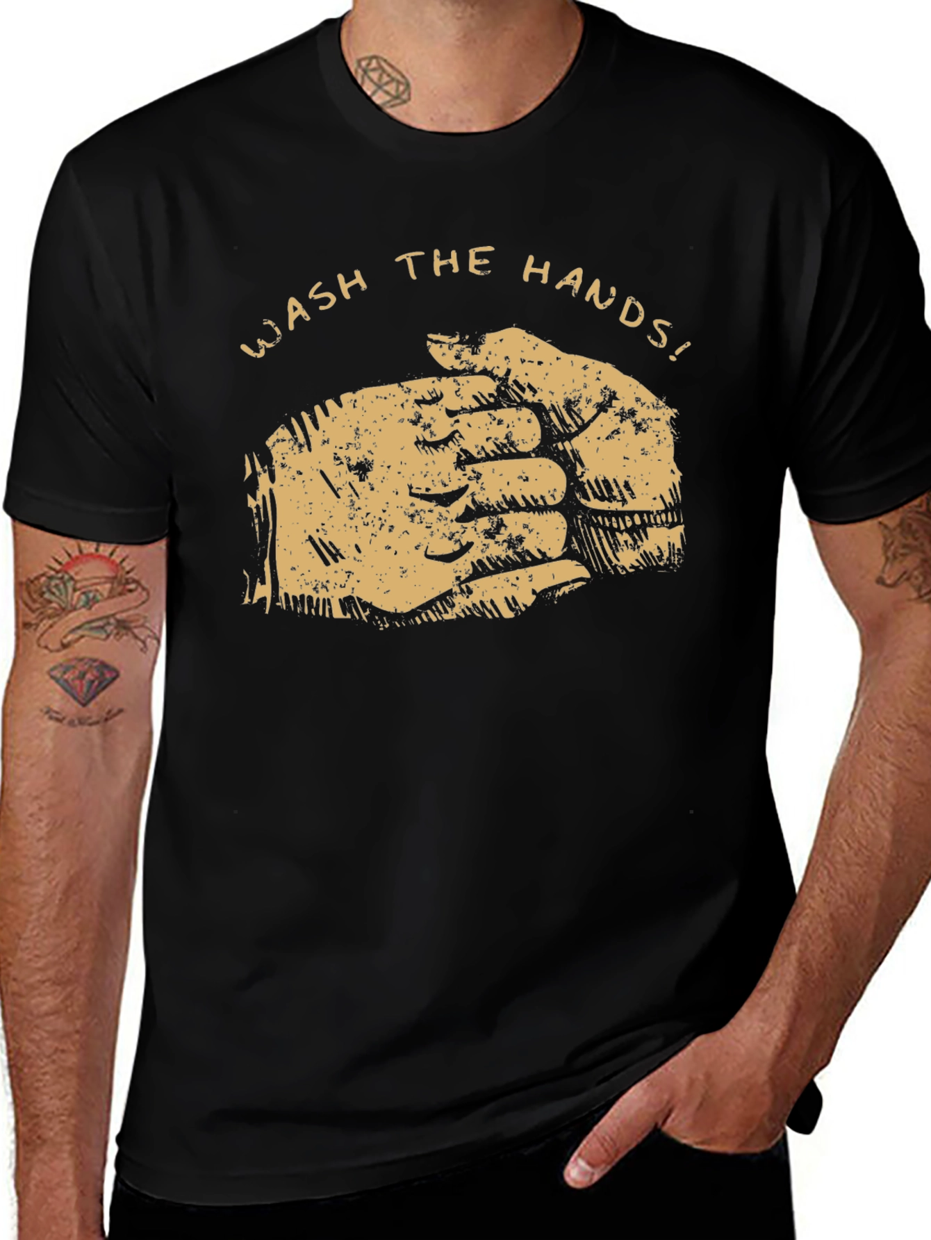 Variant 8 of Wash The Hands! Black Graphic Tee