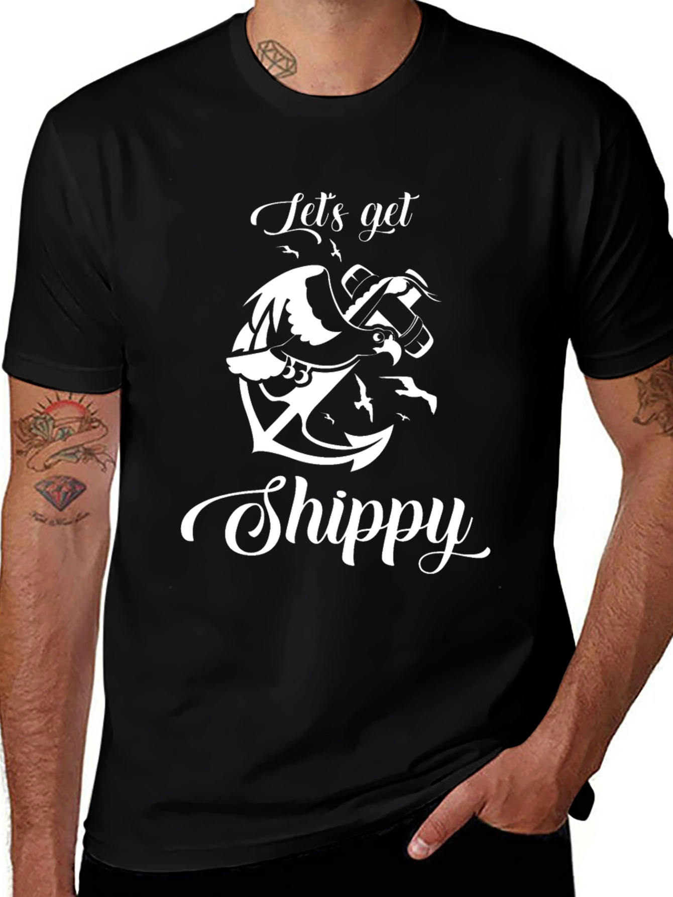 Variant 5 of Let's Get Shippy T-Shirt - Anchor & Seagull Design