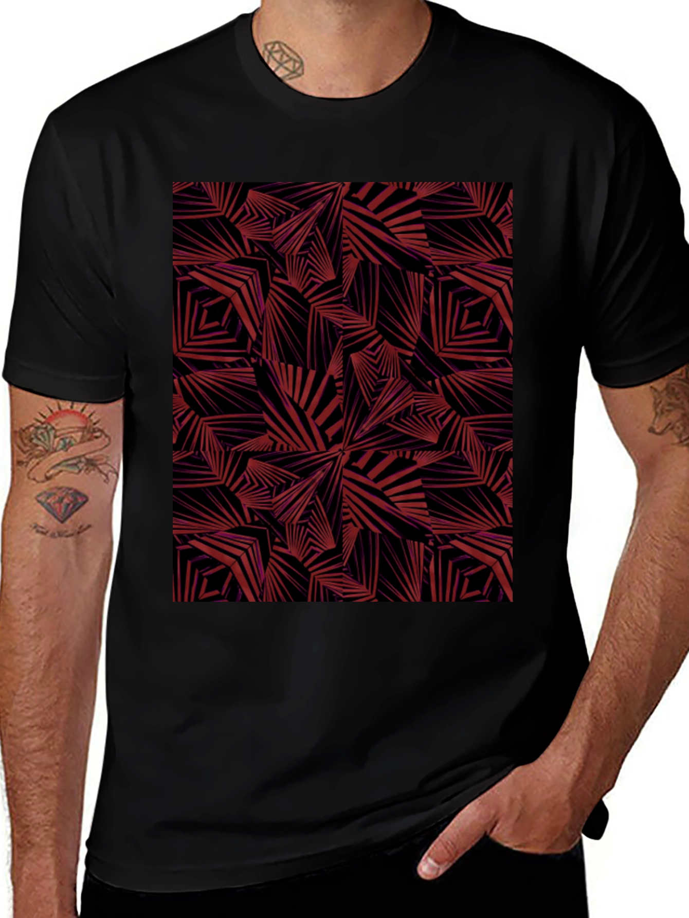 Variant 11 of Abstract Geometric Print Black Tee