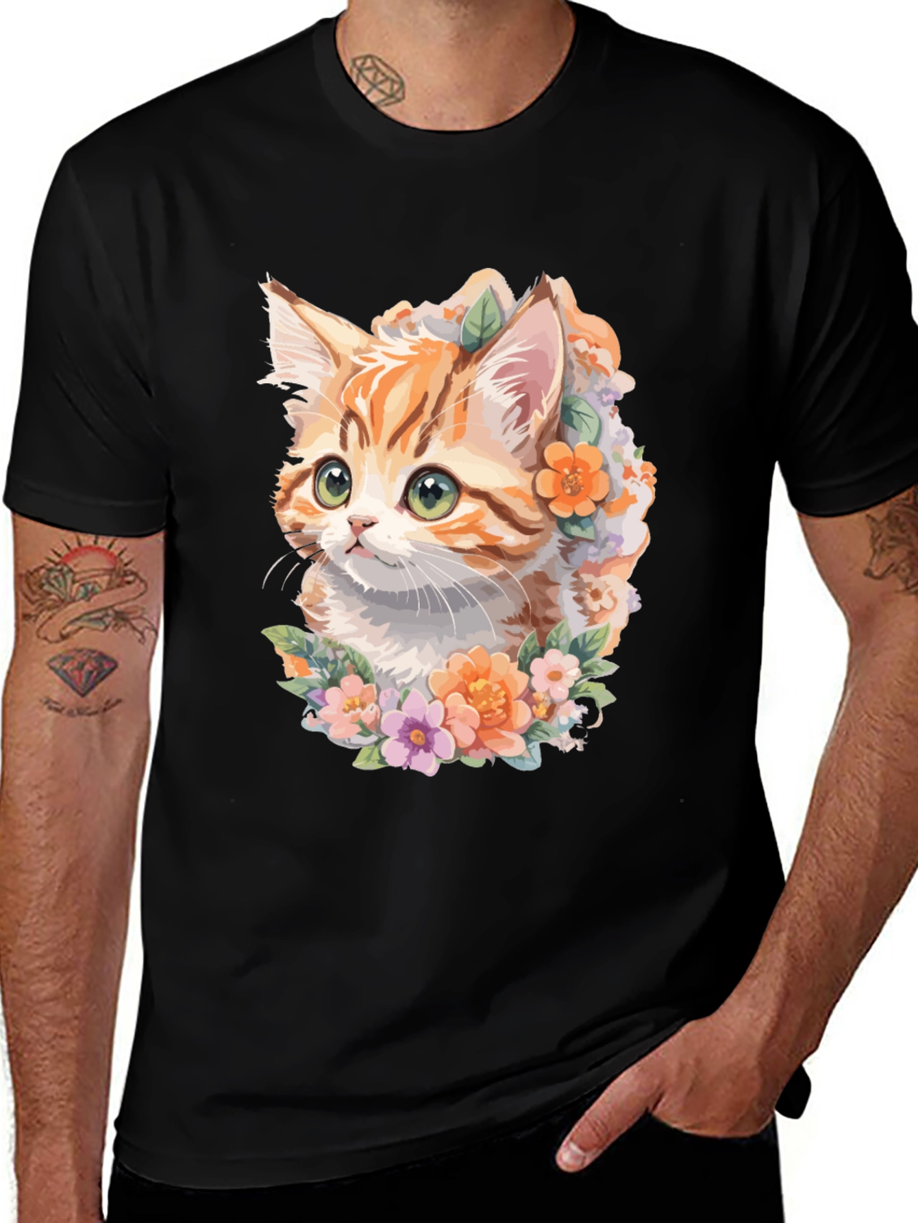 Variant 17 of Floral Kitten T-Shirt - Unique Cat Lover Gift
