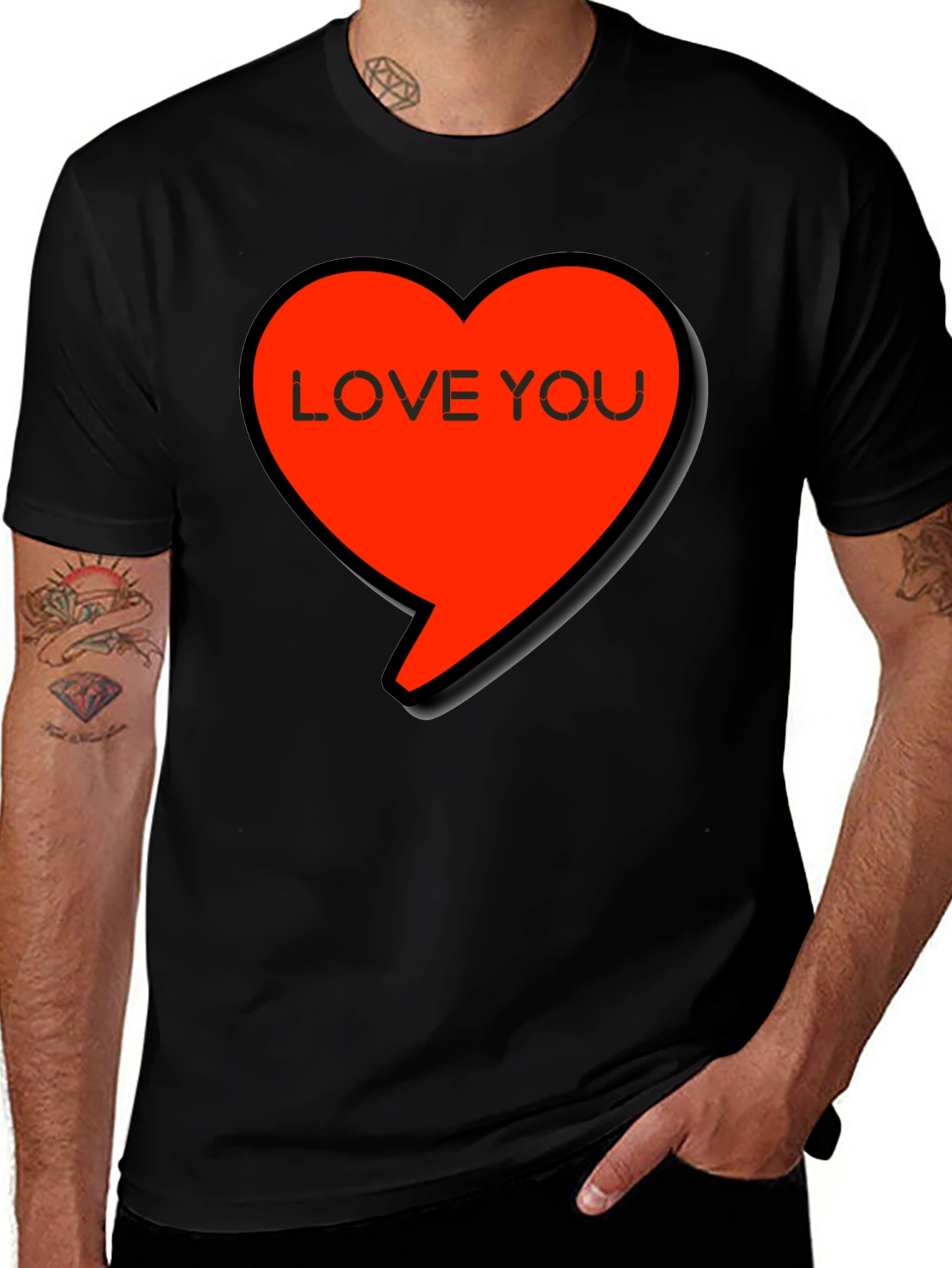 Variant 6 of Love You Graphic Tee - Black Cotton Blend T-Shirt