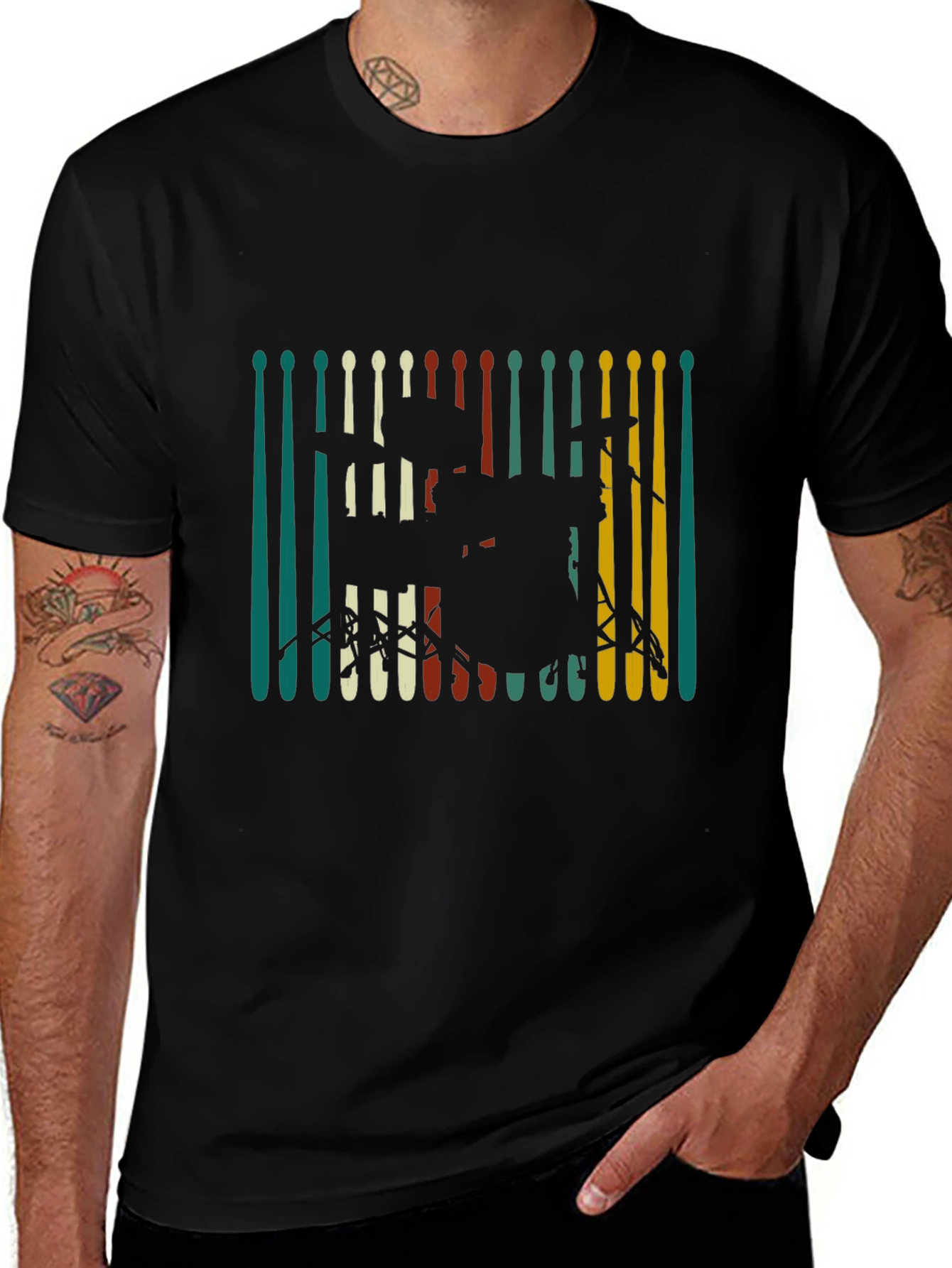 Variant 9 of Drum Set Graphic Tee - Retro Musician T-Shirt