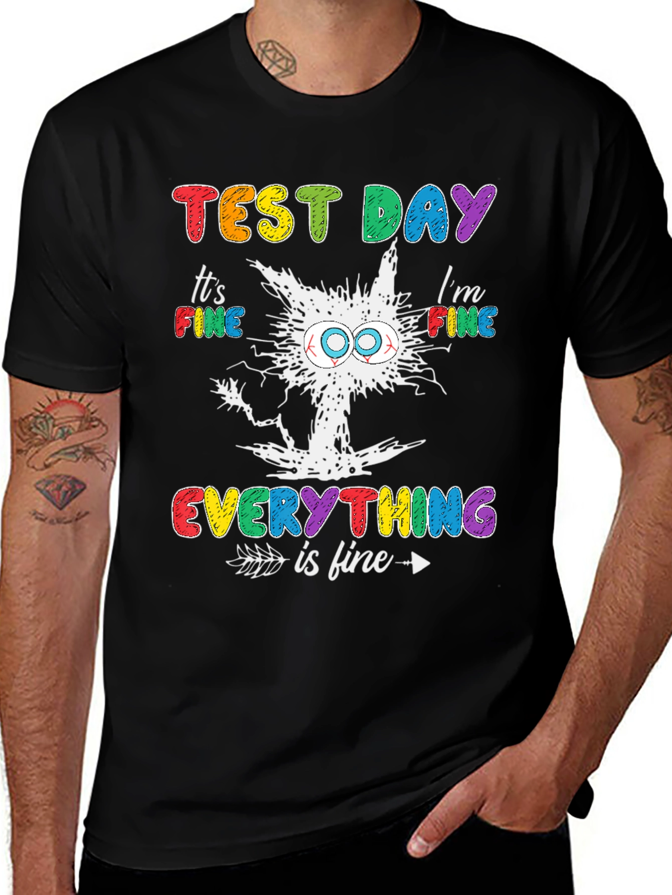 Test Day I'm Fine Cat T-Shirt