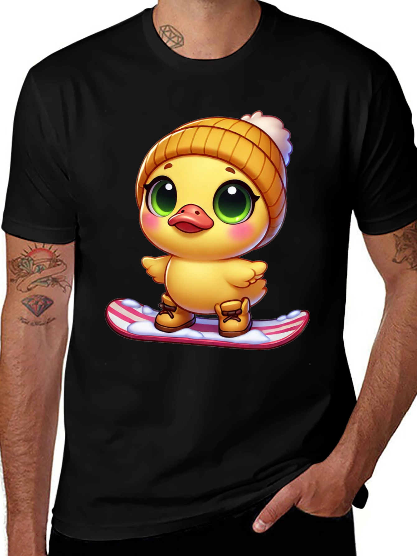 Variant 9 of Cute Duck Snowboarding Graphic Tee