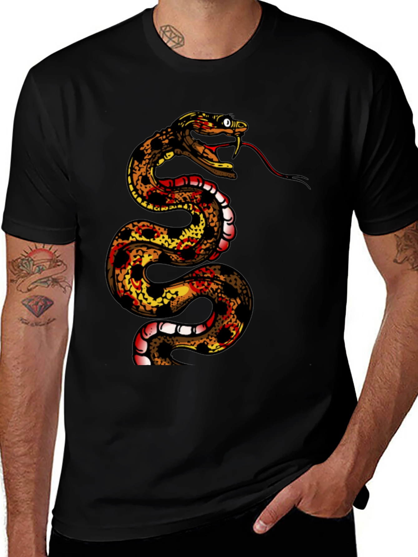 Variant 25 of Snake Graphic Tee - Men's Black T-Shirt