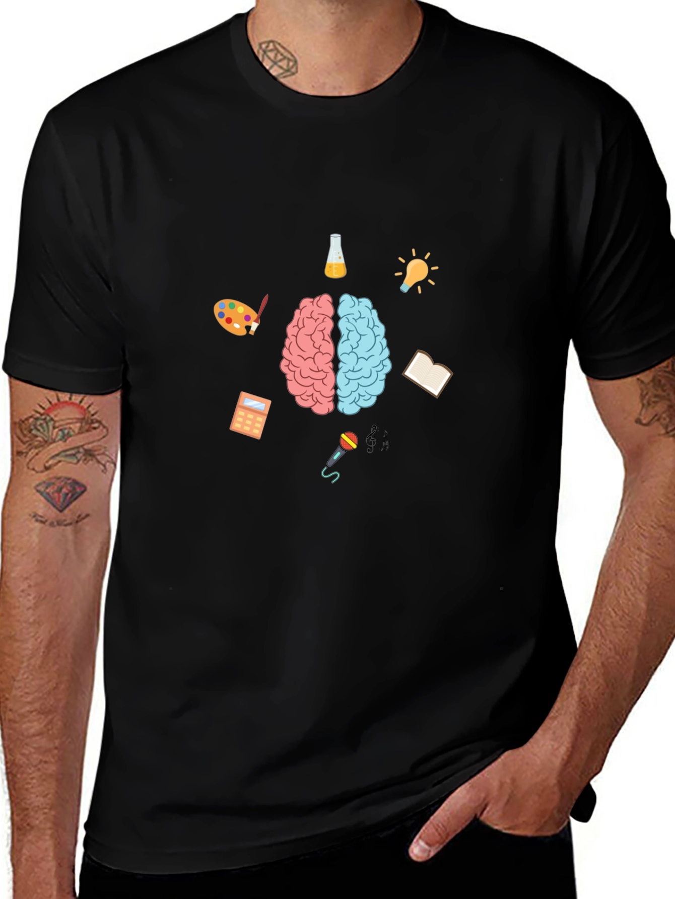 Variant 29 of Creative Brain T-Shirt - Black Cotton Tee for Thinkers