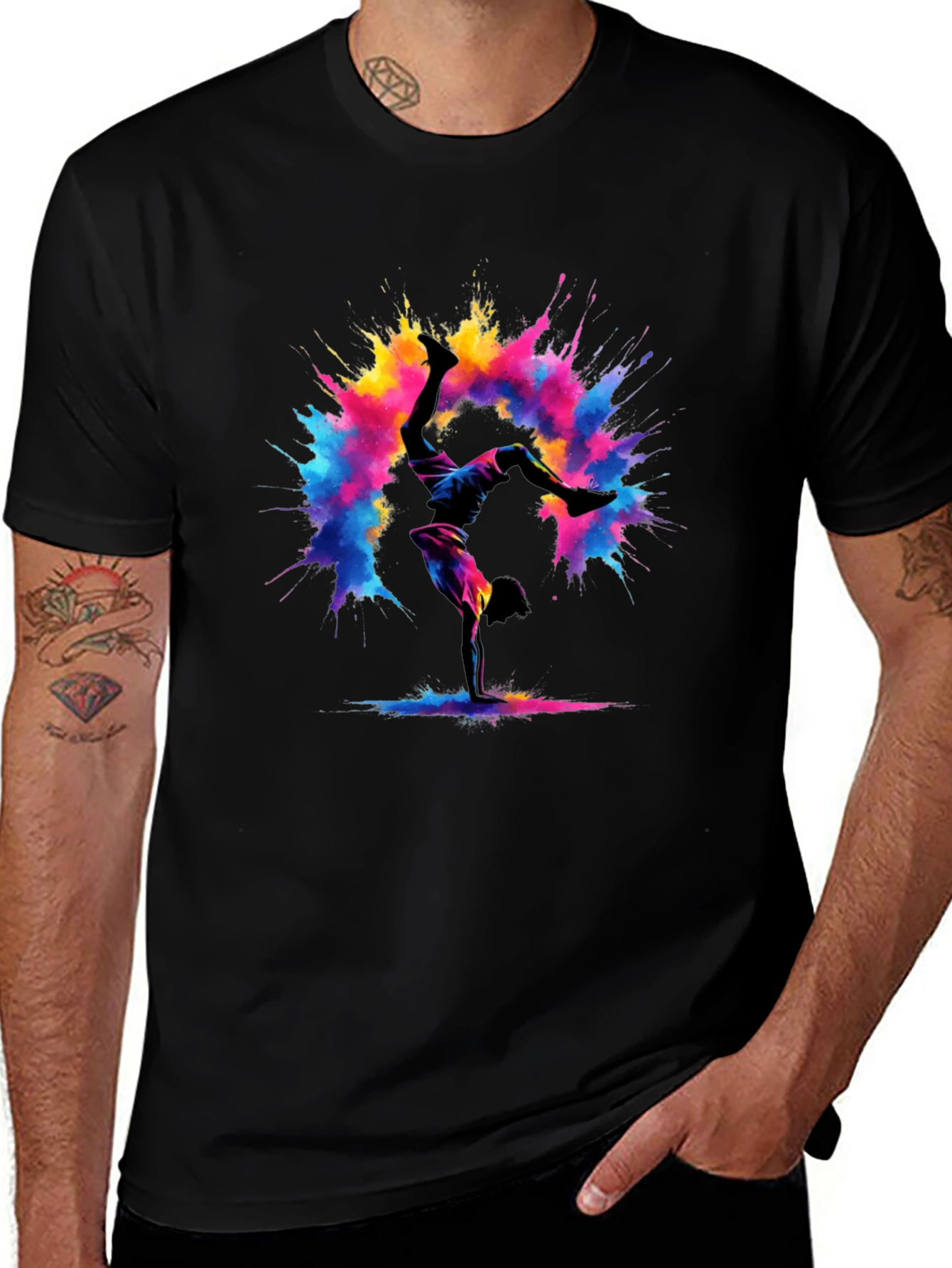 Variant 25 of Vibrant Dancer Tee: Black Graphic T-Shirt