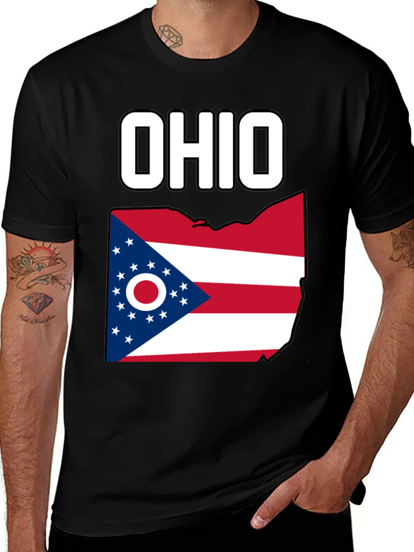 Black Ohio Flag Graphic T-Shirt main image