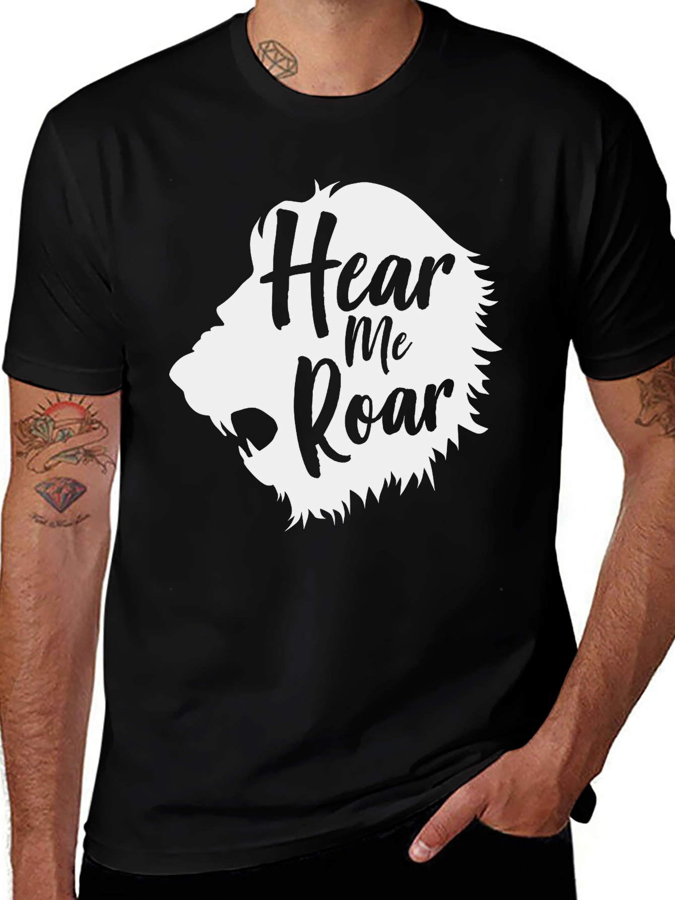 Variant 15 of Hear Me Roar Lion Graphic Tee - Black