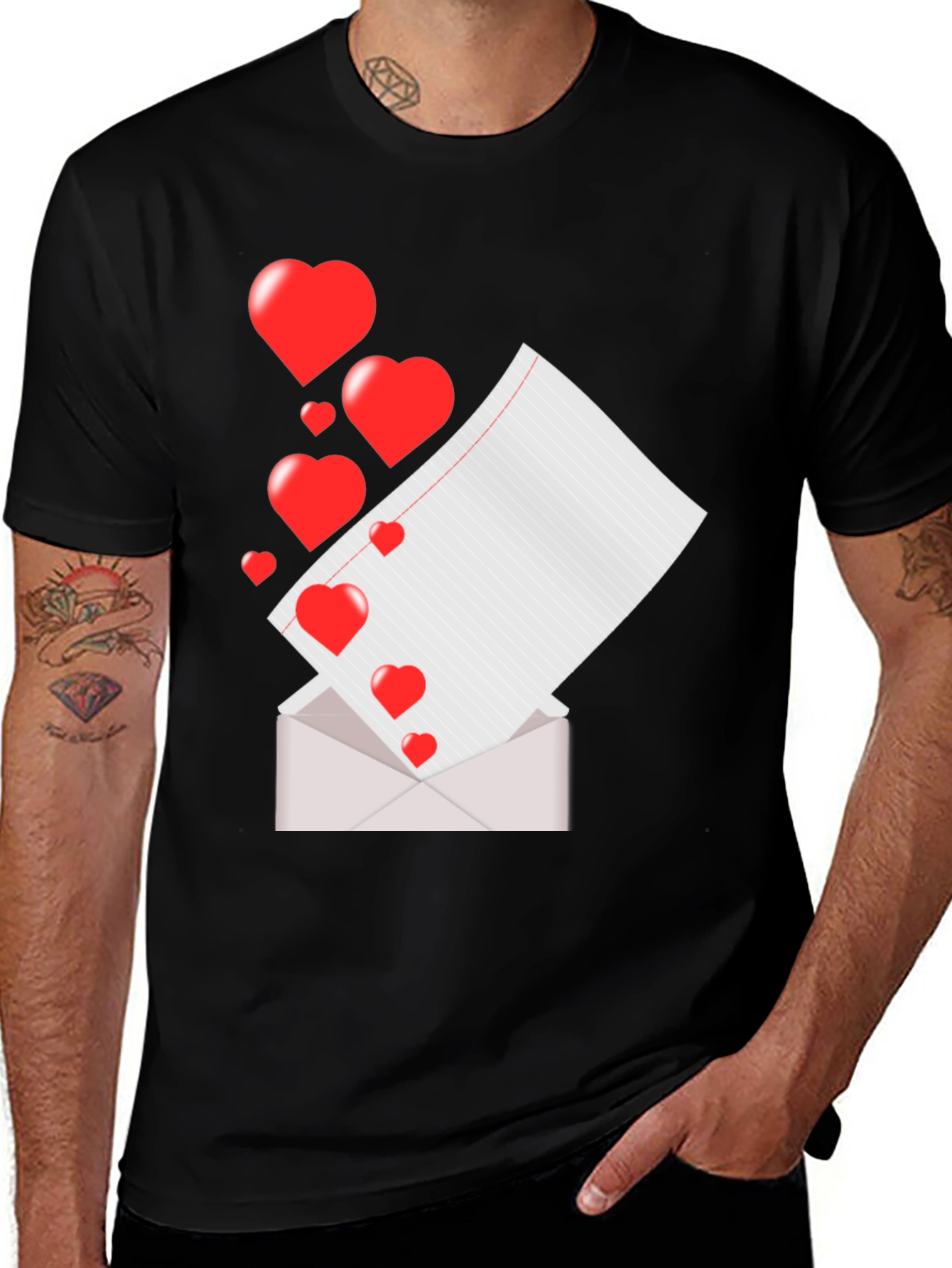 Heart Letter Graphic Tee - Valentine's Day T-Shirt