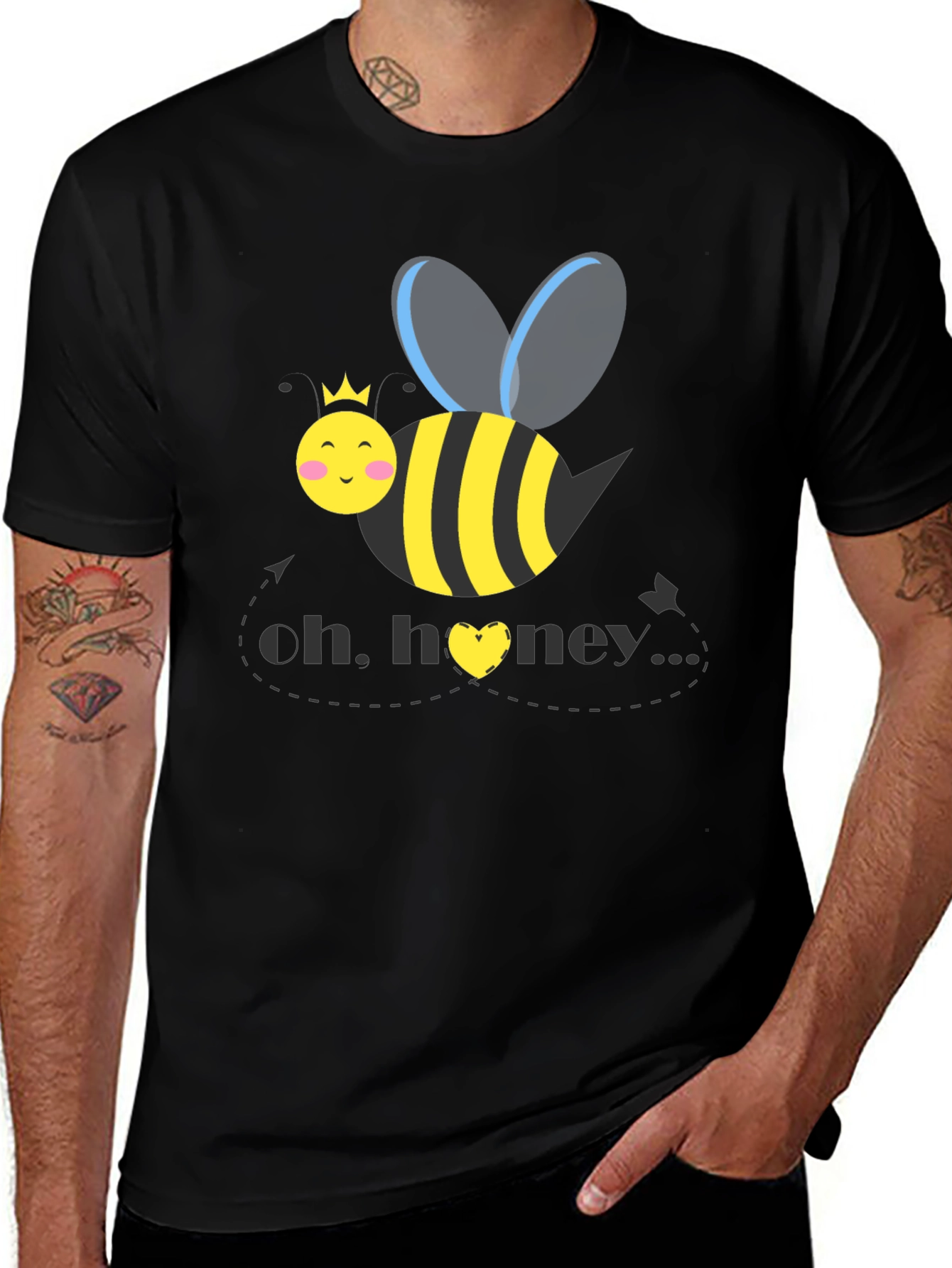 Variant 17 of Oh Honey Bee Graphic Tee - Black