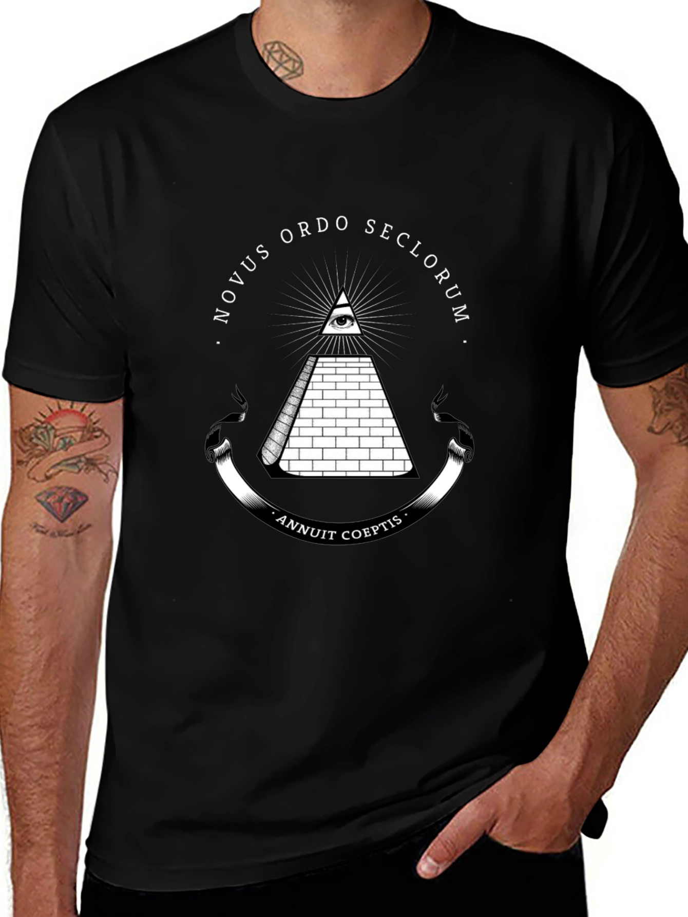 Variant 19 of All-Seeing Eye Pyramid Graphic Tee - Black