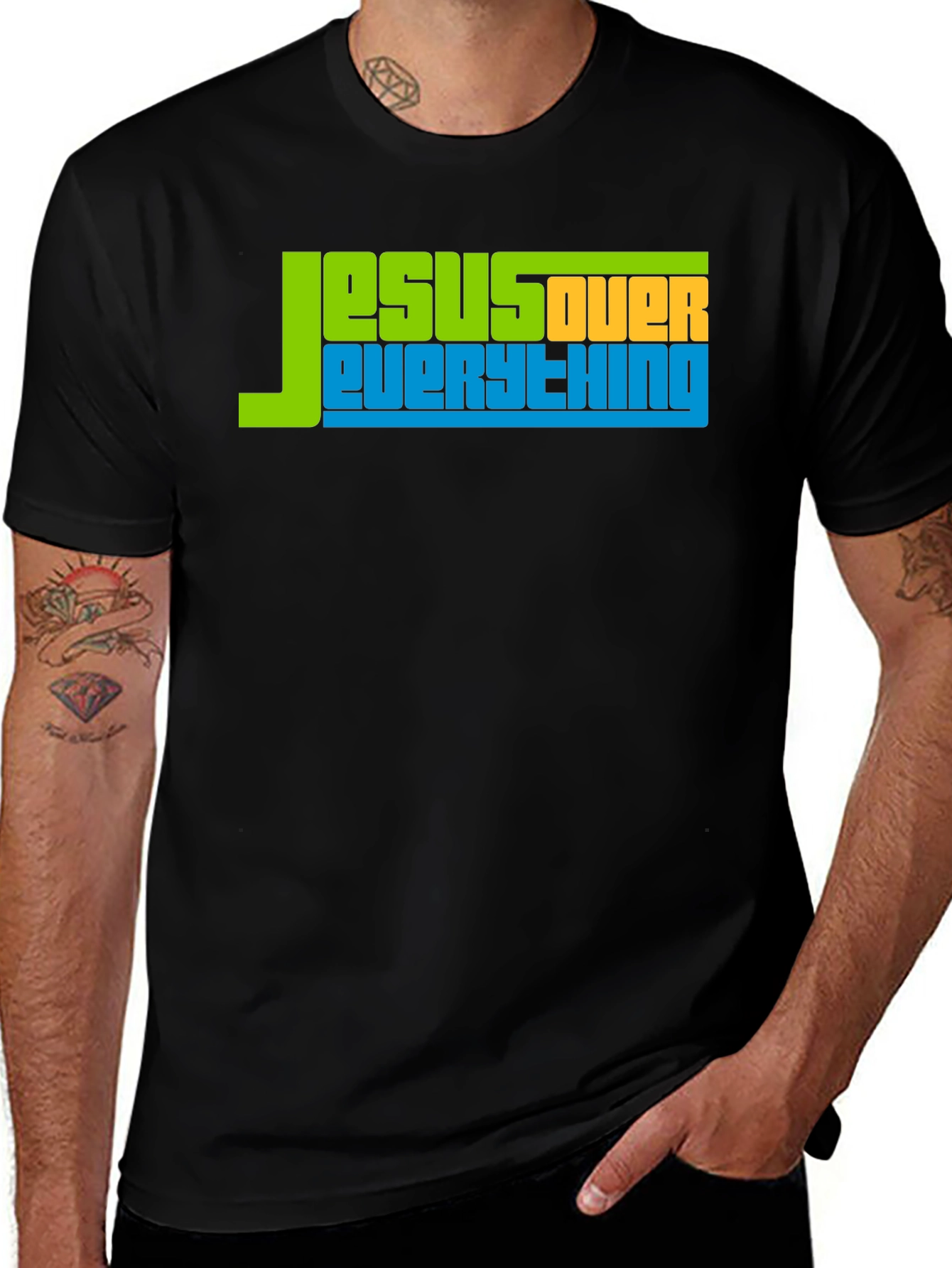 Variant 6 of Jesus Over Everything Graphic Tee - Religious T-Shirt