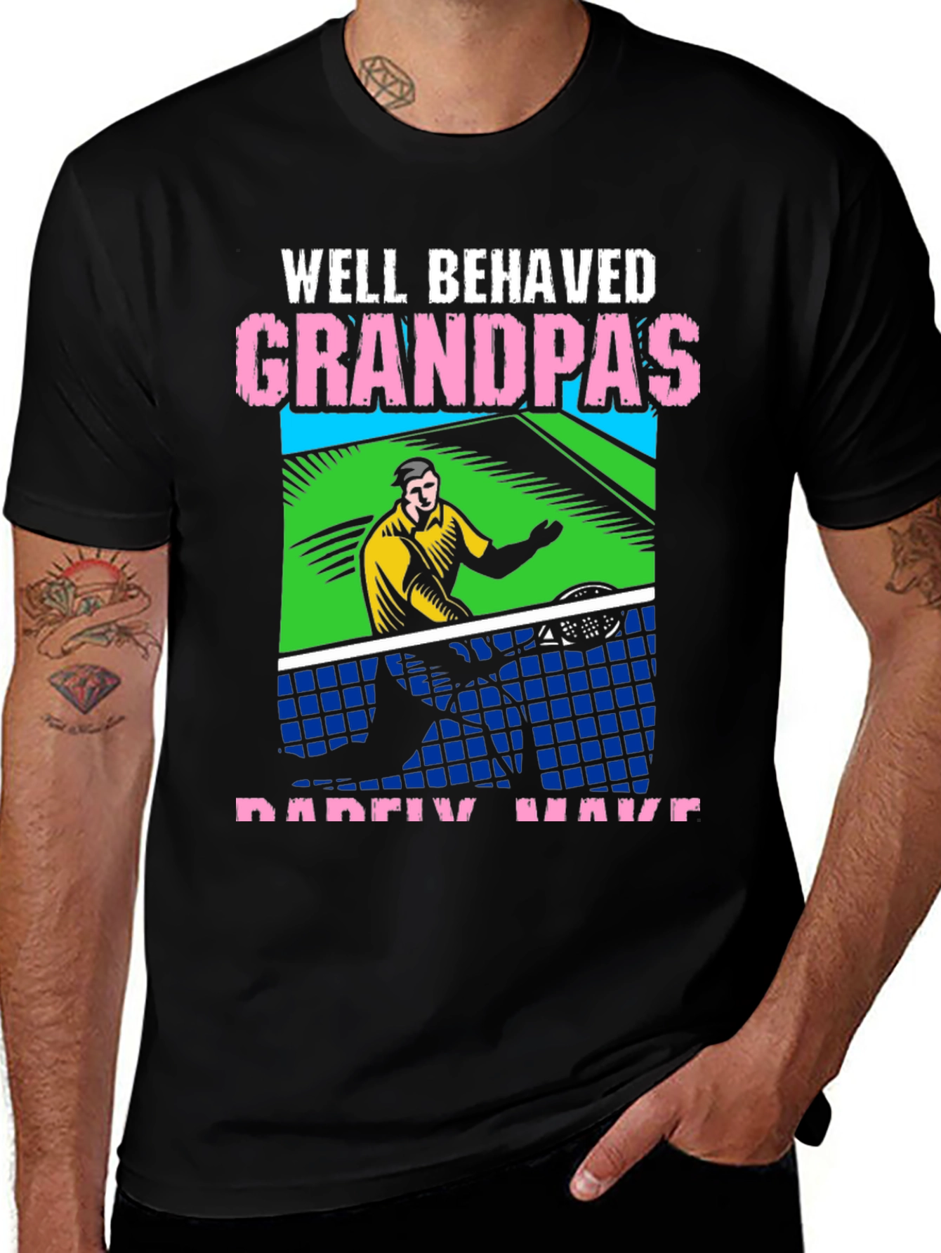 Variant 28 of Well Behaved Grandpas Table Tennis T-Shirt