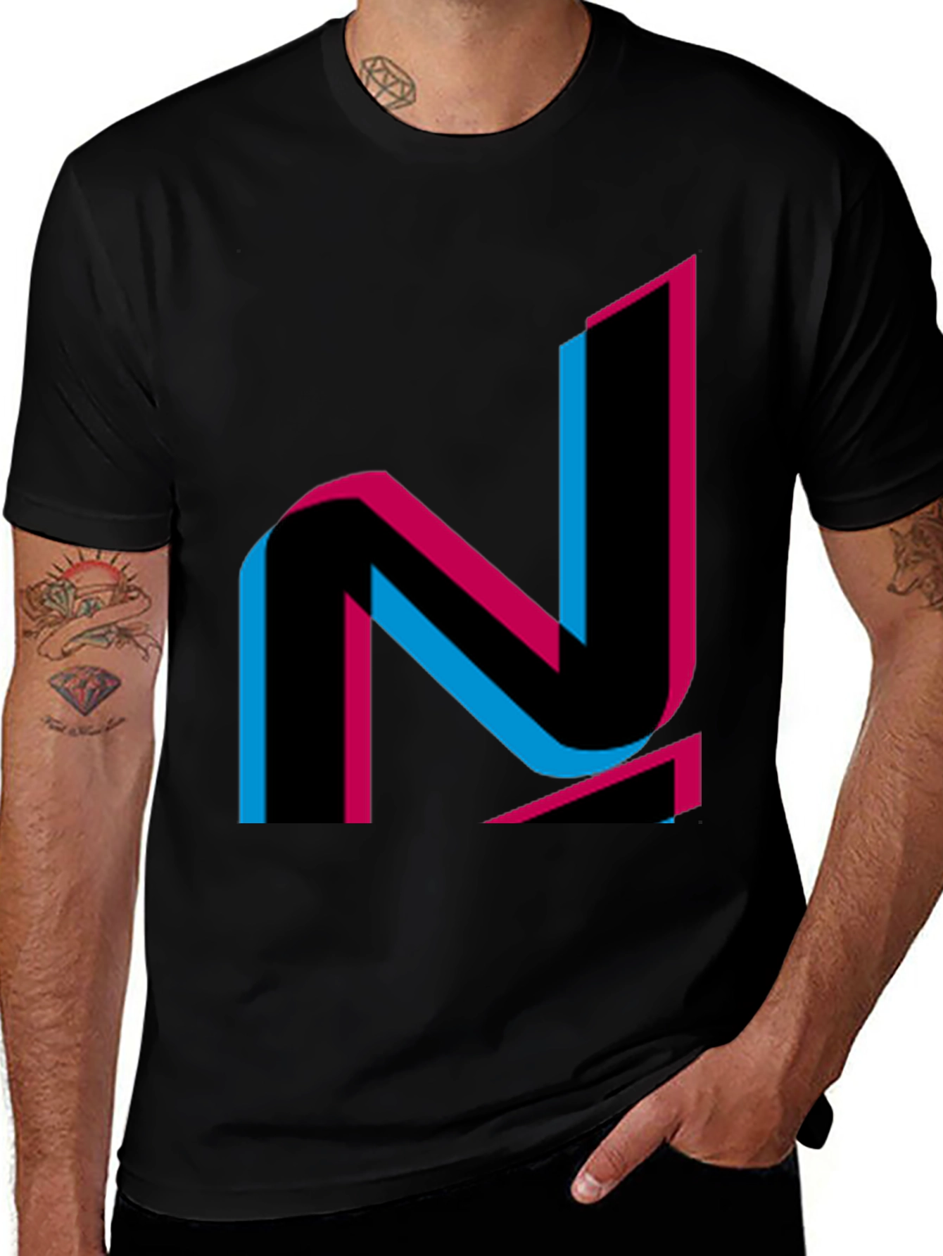 Abstract N Graphic Black Tee