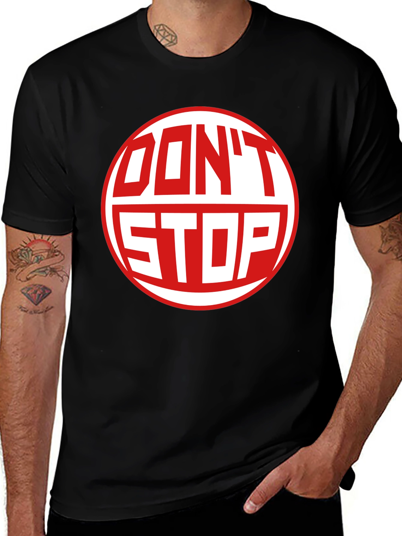 Variant 7 of Don't Stop Graphic Tee - Black Cotton Blend