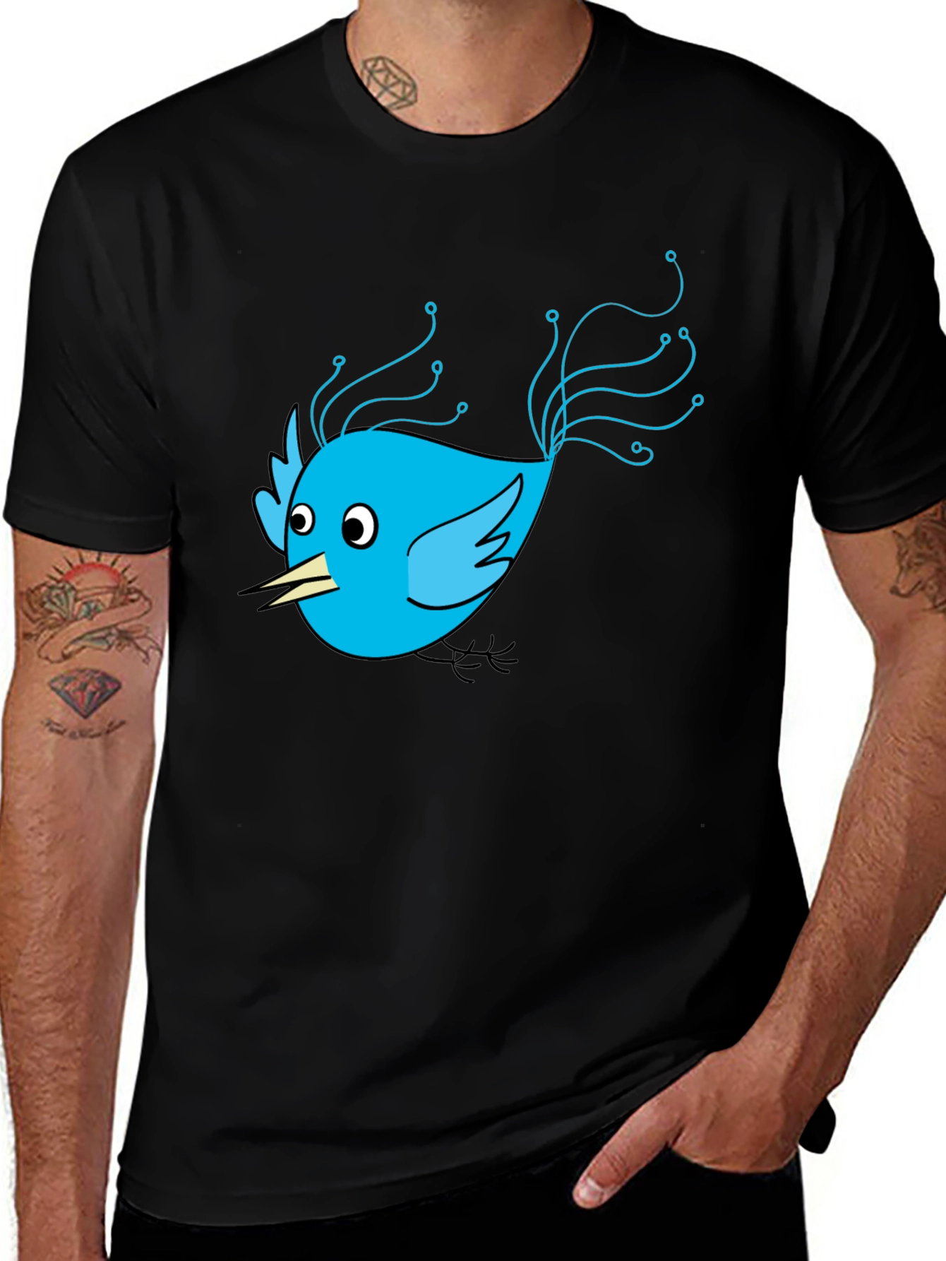 Variant 23 of Tech Bird Graphic Tee - Black Cotton Blend