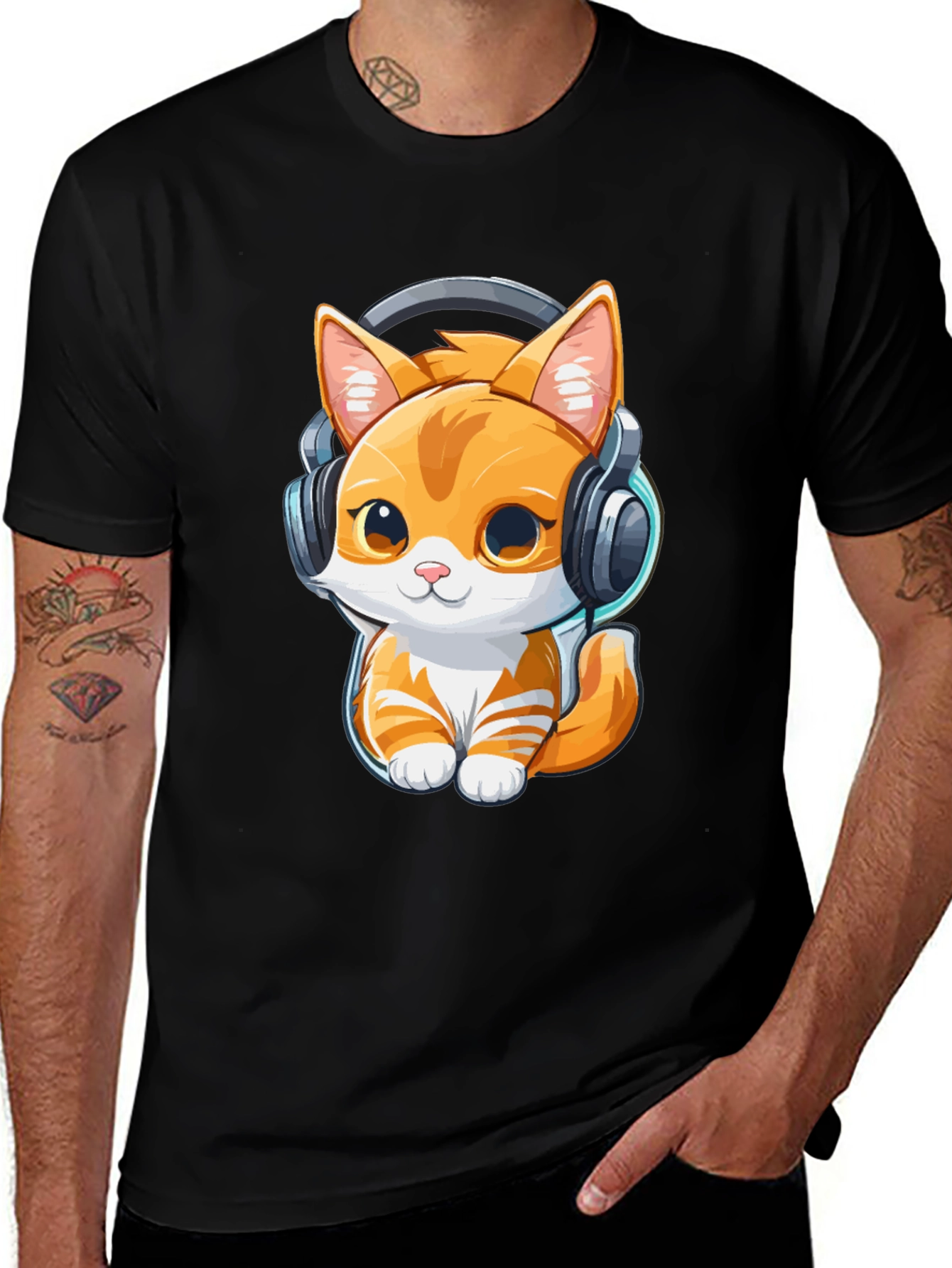 Variant 9 of Cat DJ T-Shirt - Fun Cartoon Kitten Tee