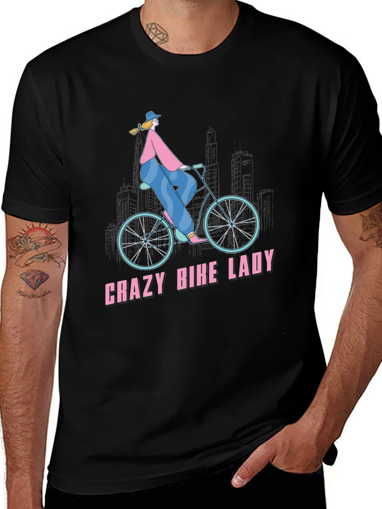 Variant 2 of Crazy Bike Lady T-Shirt - Unique Graphic Tee