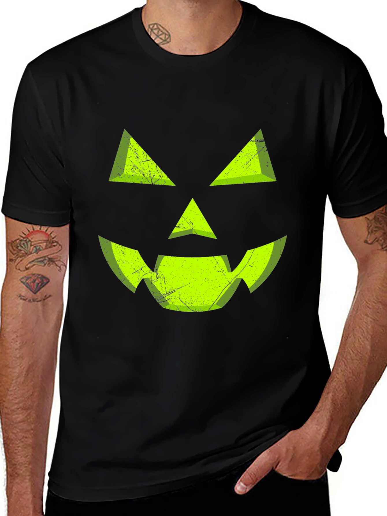 Halloween Pumpkin Face Black T-Shirt