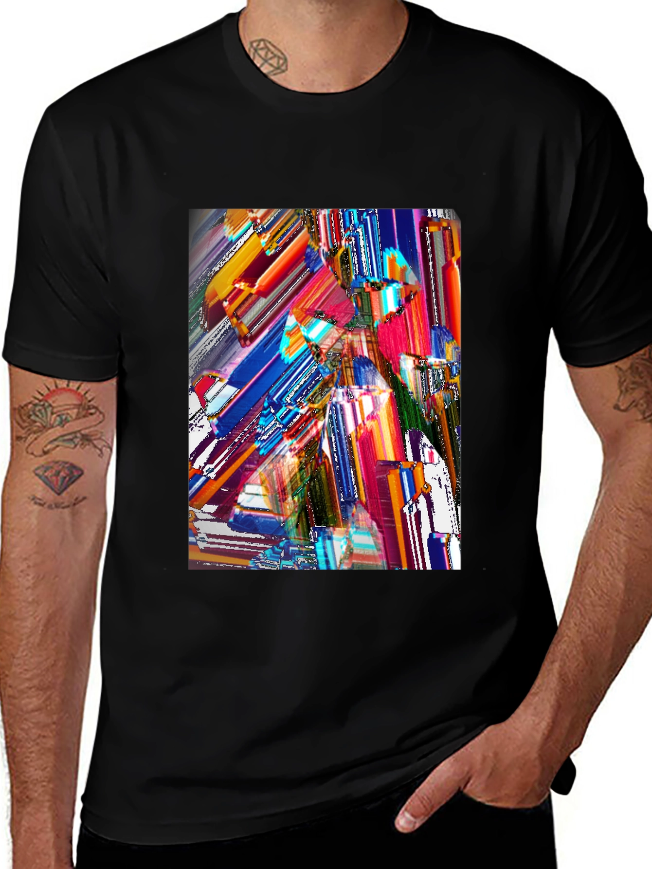 Variant 10 of Abstract Art Graphic Print Black T-Shirt
