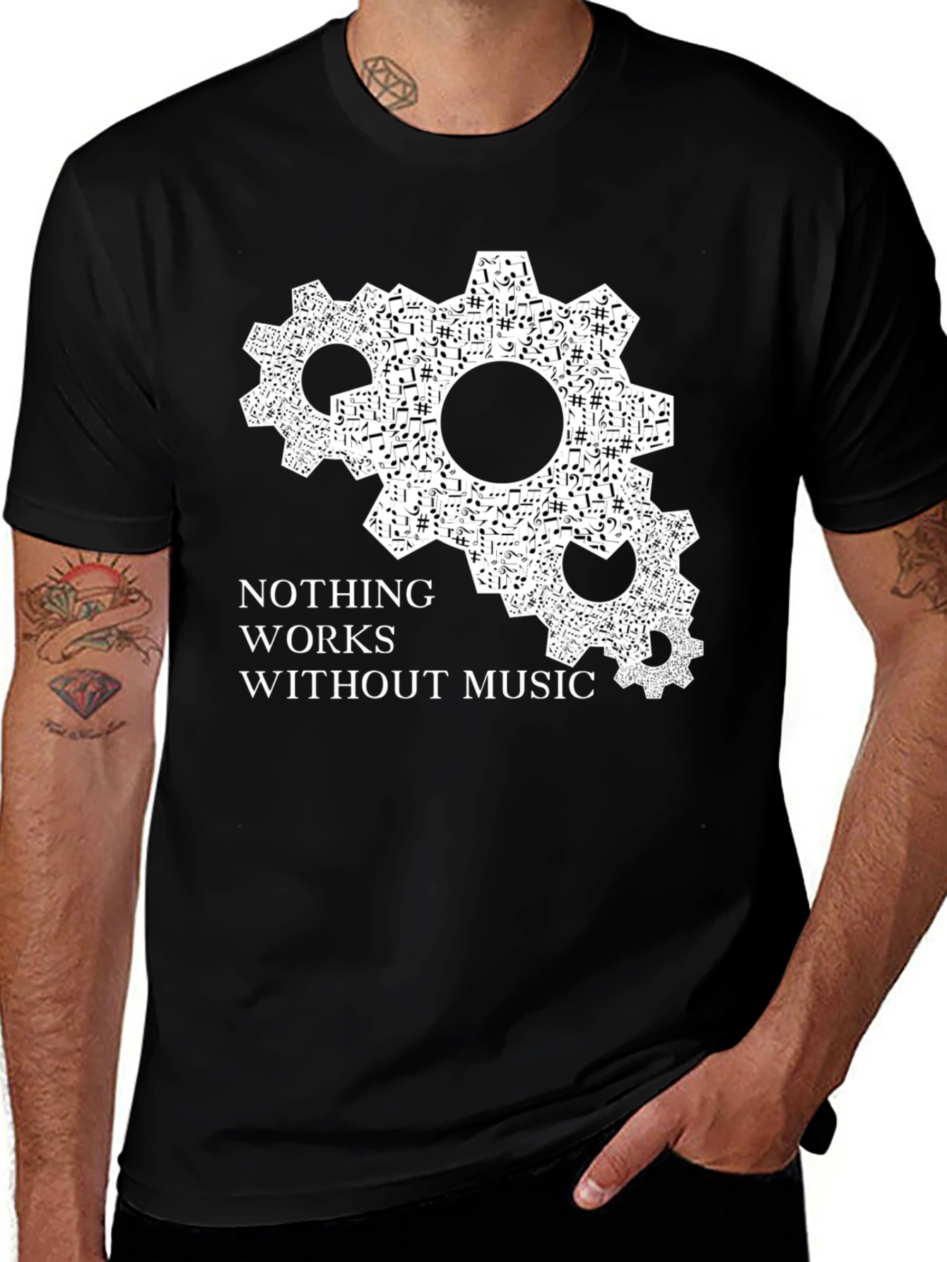 Variant 8 of Music Gears T-Shirt - Nothing Works Without Music