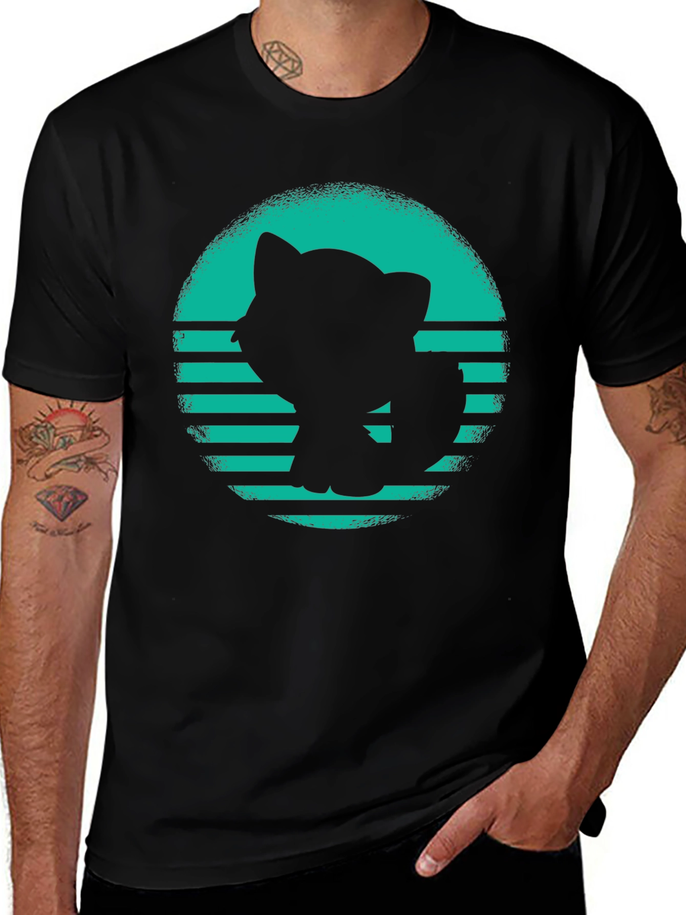 Variant 17 of Retro Cat Silhouette Graphic T-Shirt