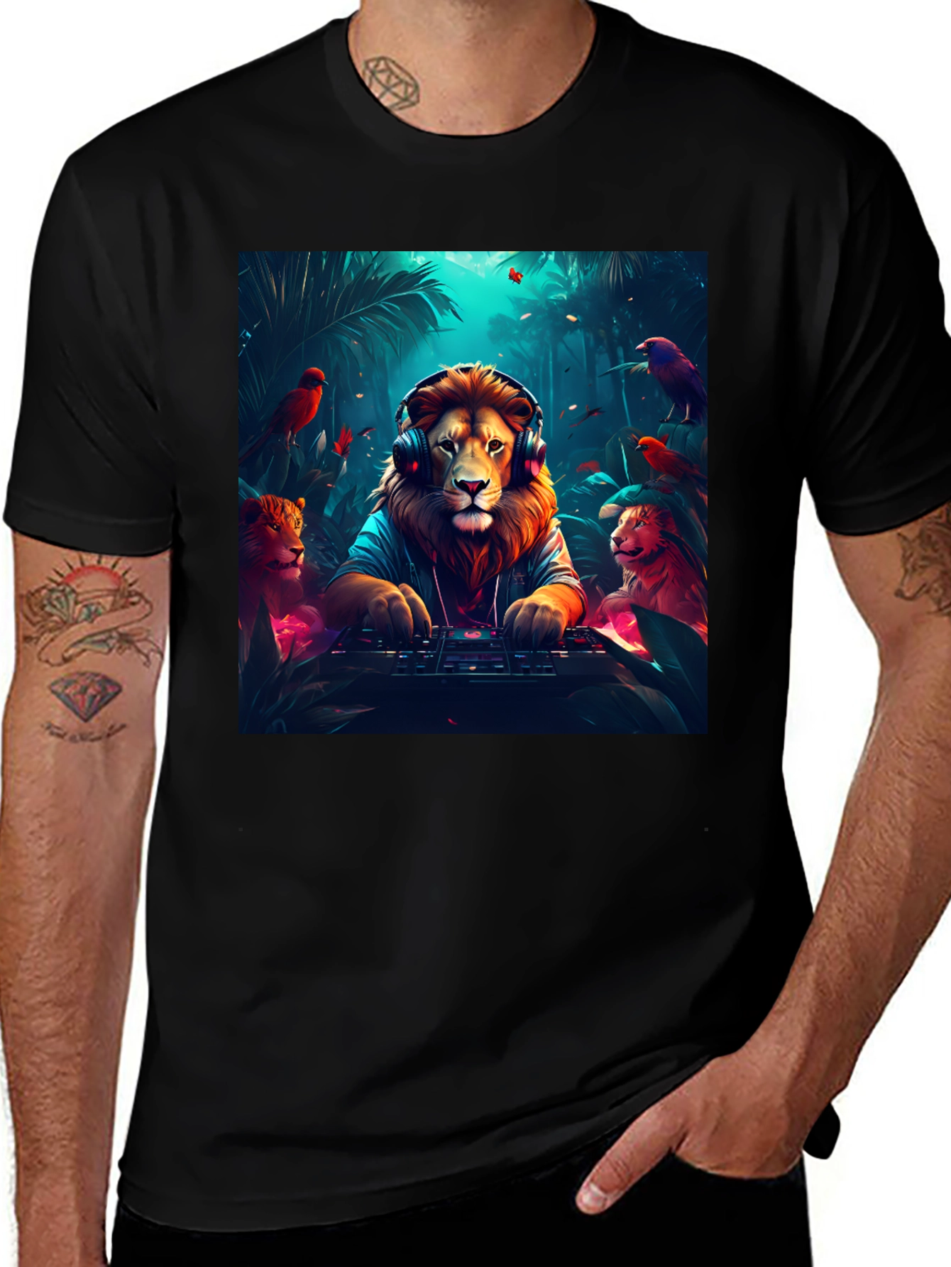 Variant 28 of DJ Lion Graphic Tee - Jungle Beats