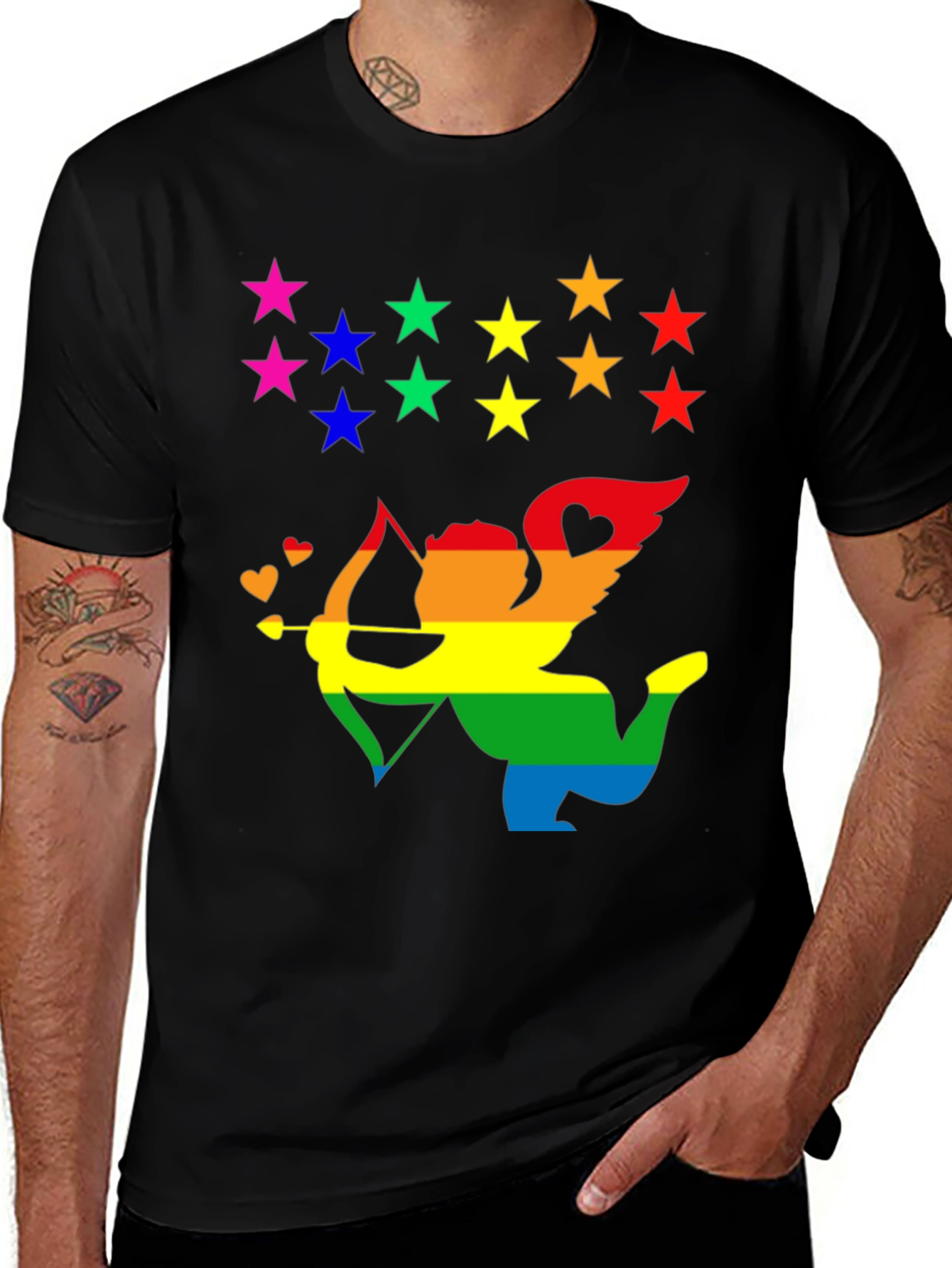 Variant 24 of Rainbow Cupid Graphic Tee - Love & Pride