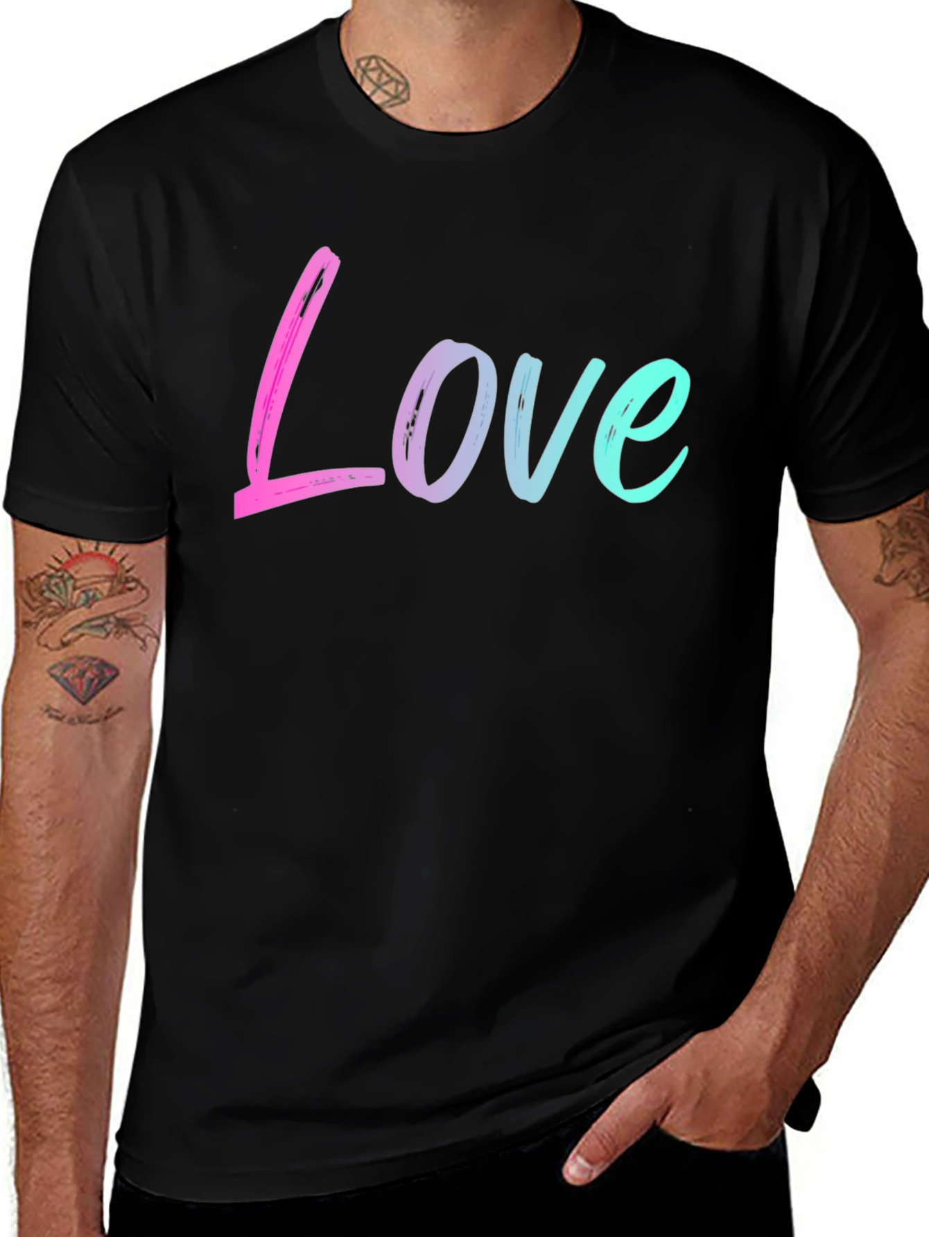 Variant 14 of Love Gradient Graphic Black T-Shirt