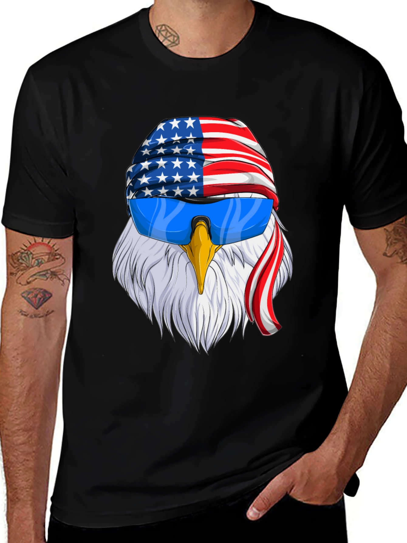 Variant 26 of Eagle USA Flag Bandana T-Shirt - Patriotic Style